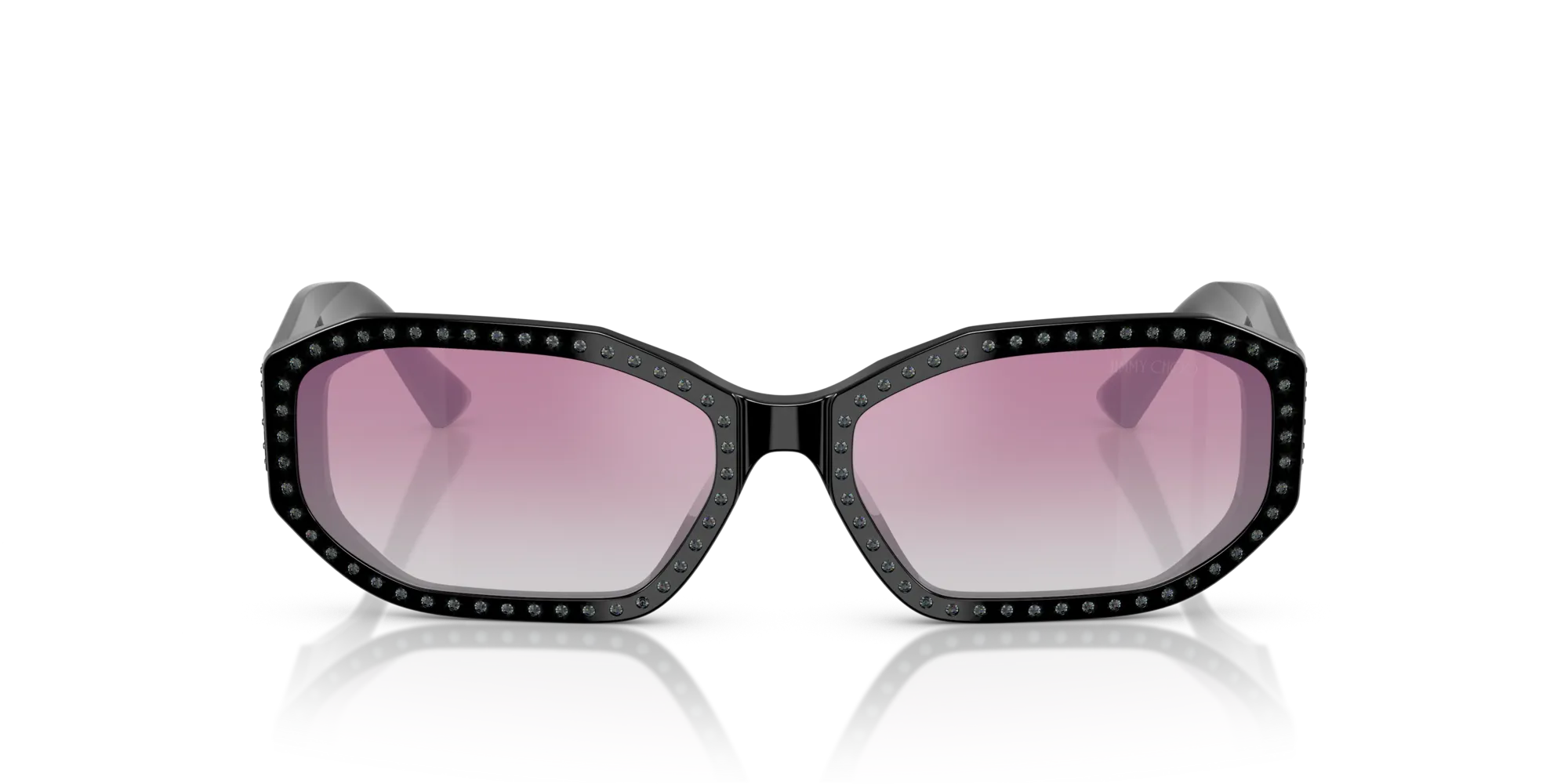 Jimmy Choo JC5021BU 505458 Occhiali da sole Acetato Nero Argento Rotonda Normale Sfumato - immagine 3