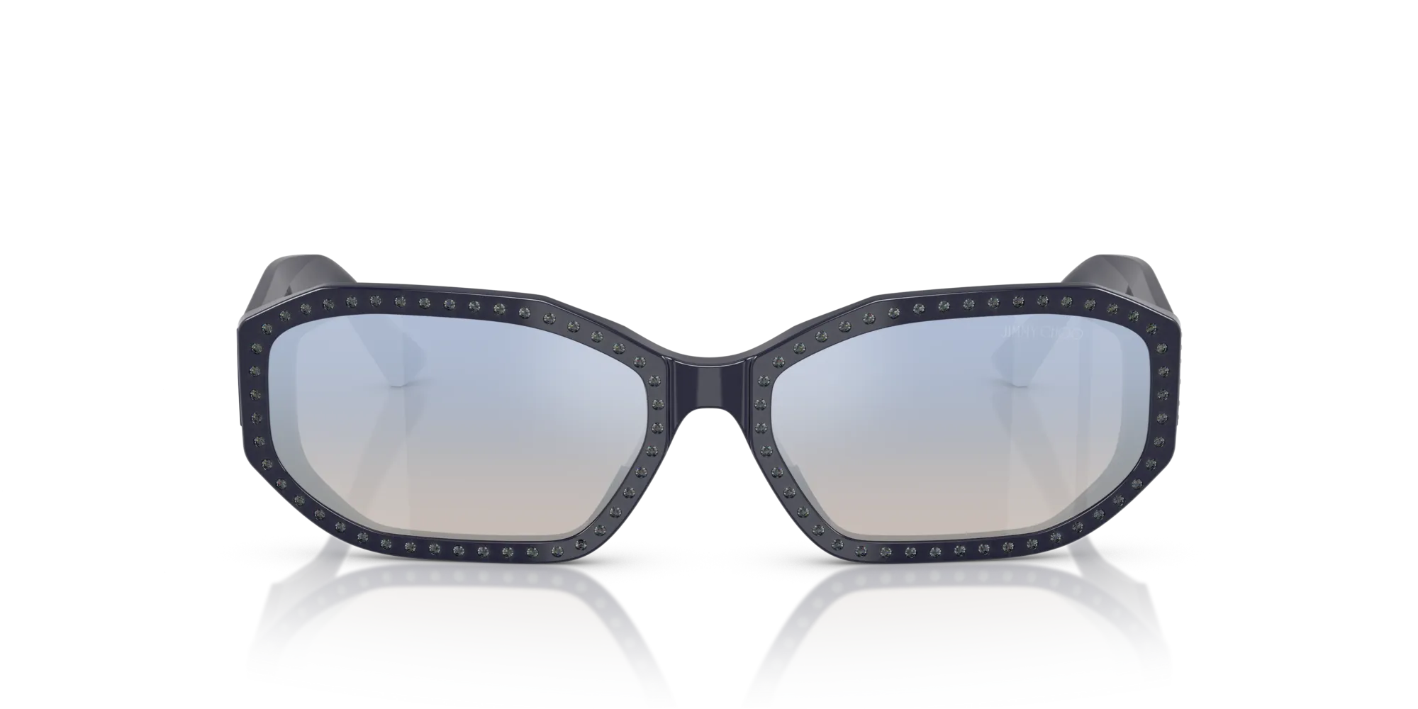 Jimmy Choo JC5021BU 5016V6 Occhiali da sole Acetato Blu [""] Rotonda Specchiate Sfumato - immagine 3