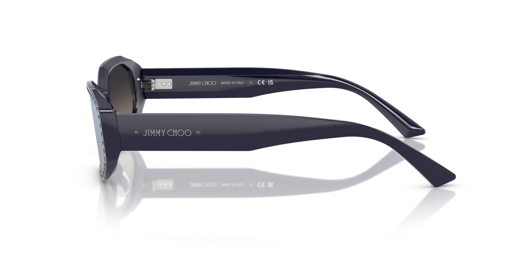Jimmy Choo JC5021BU 5016V6 Occhiali da sole Acetato Blu [""] Rotonda Specchiate Sfumato - immagine 4