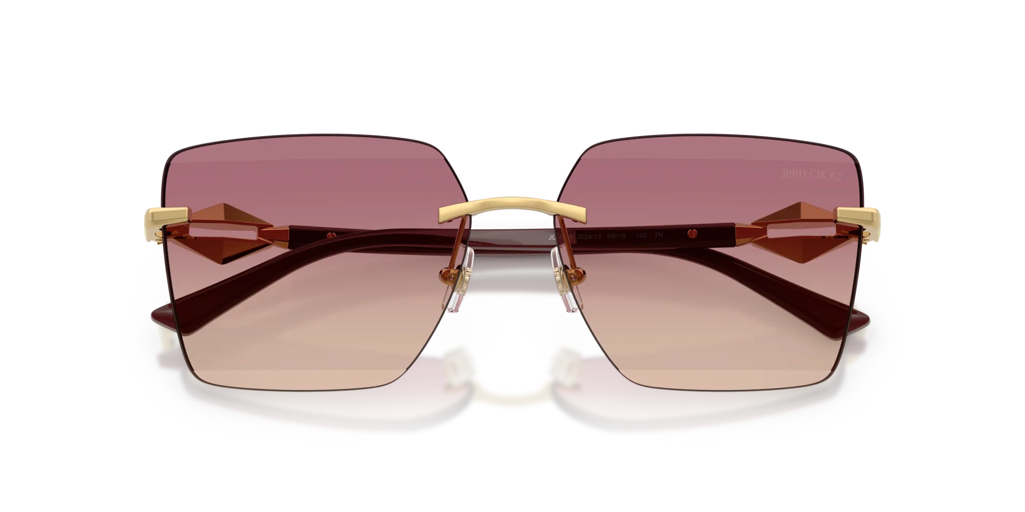 Jimmy Choo JC4018 302413 Occhiali da sole Metallo Oro Squadrata Normale Sfumato - immagine 2