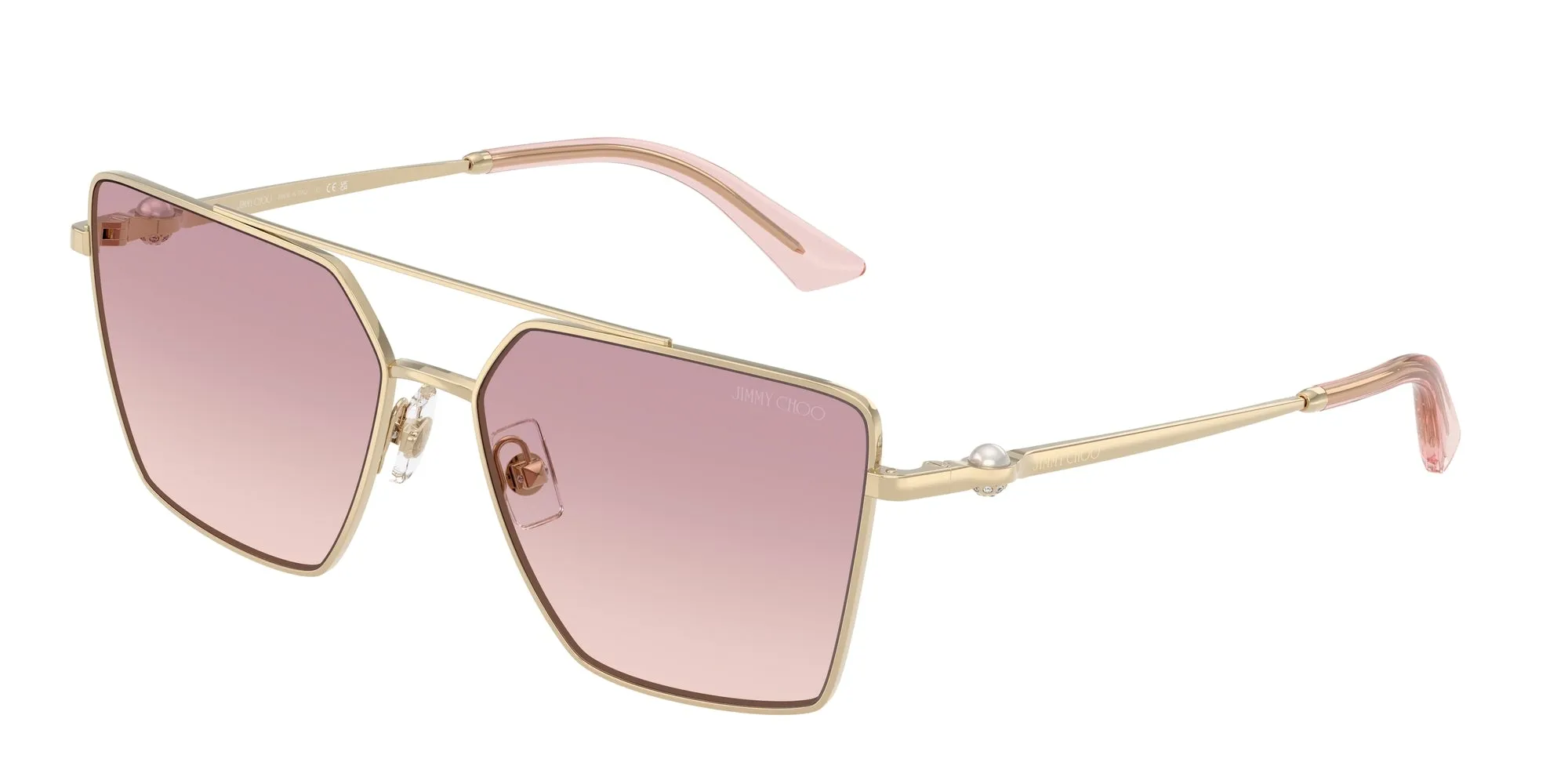 Jimmy Choo JC4016HB 300668 Occhiali da sole Metallo Oro Marrone Squadrata Normale Sfumato - immagine 1