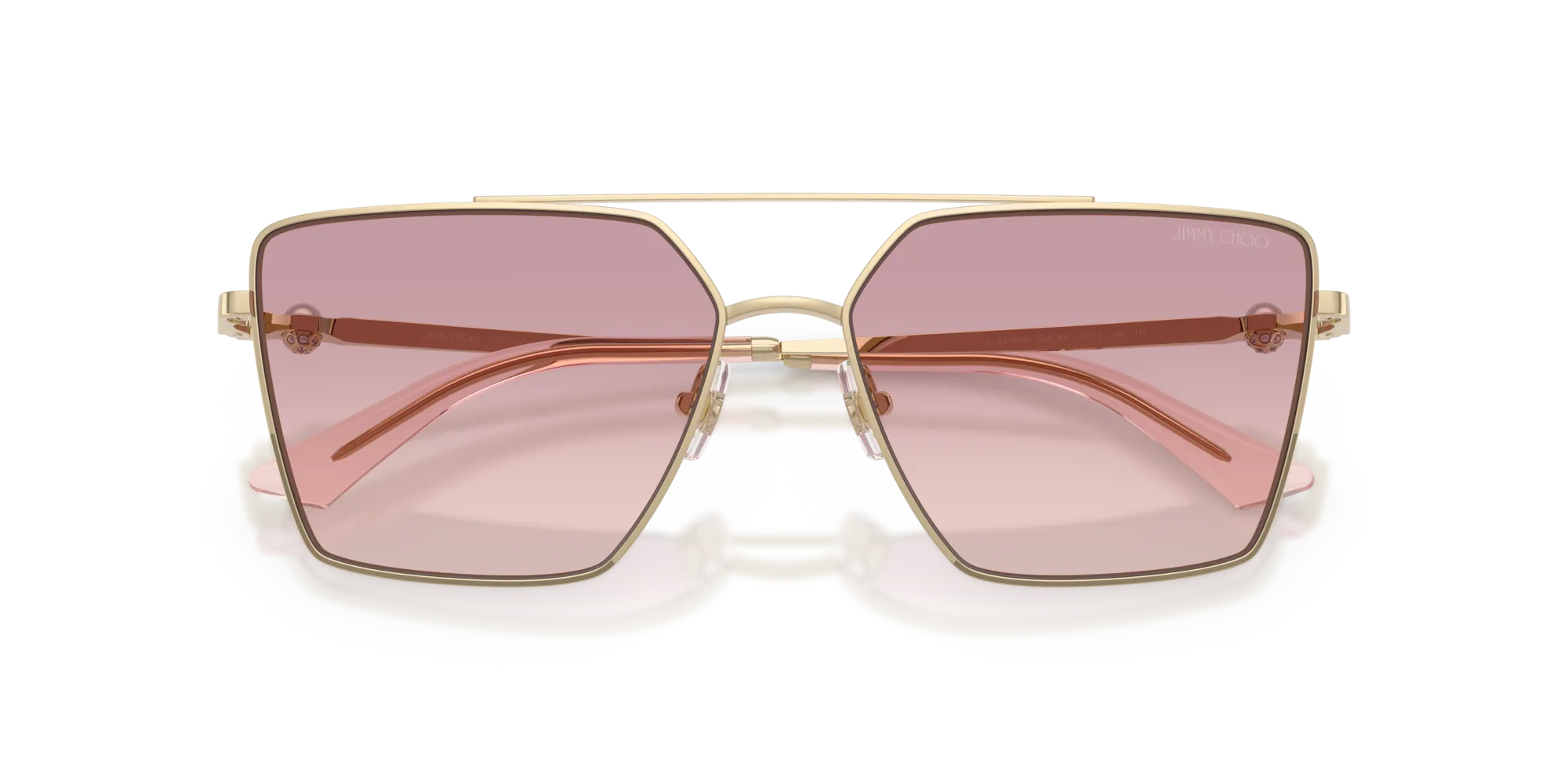 Jimmy Choo JC4016HB 300668 Occhiali da sole Metallo Oro Marrone Squadrata Normale Sfumato - immagine 2
