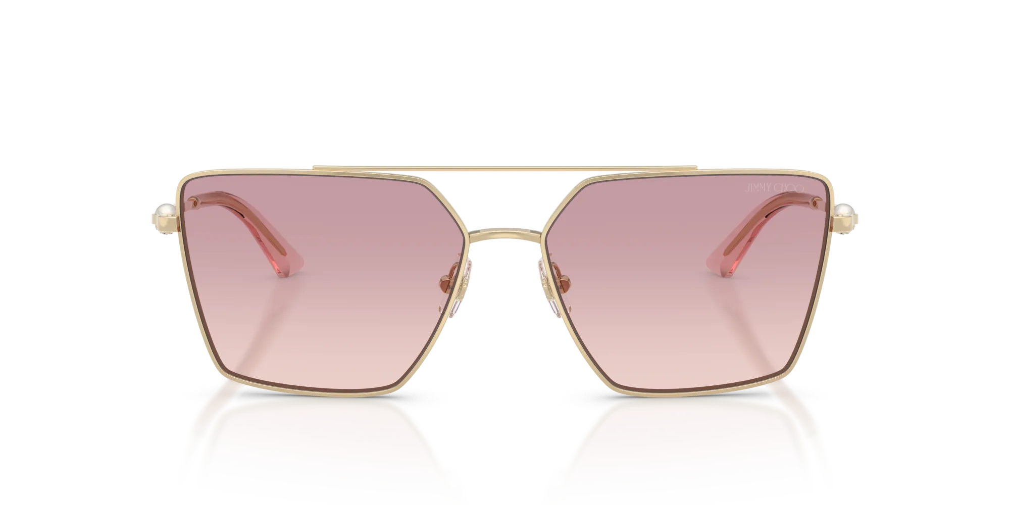 Jimmy Choo JC4016HB 300668 Occhiali da sole Metallo Oro Marrone Squadrata Normale Sfumato - immagine 3