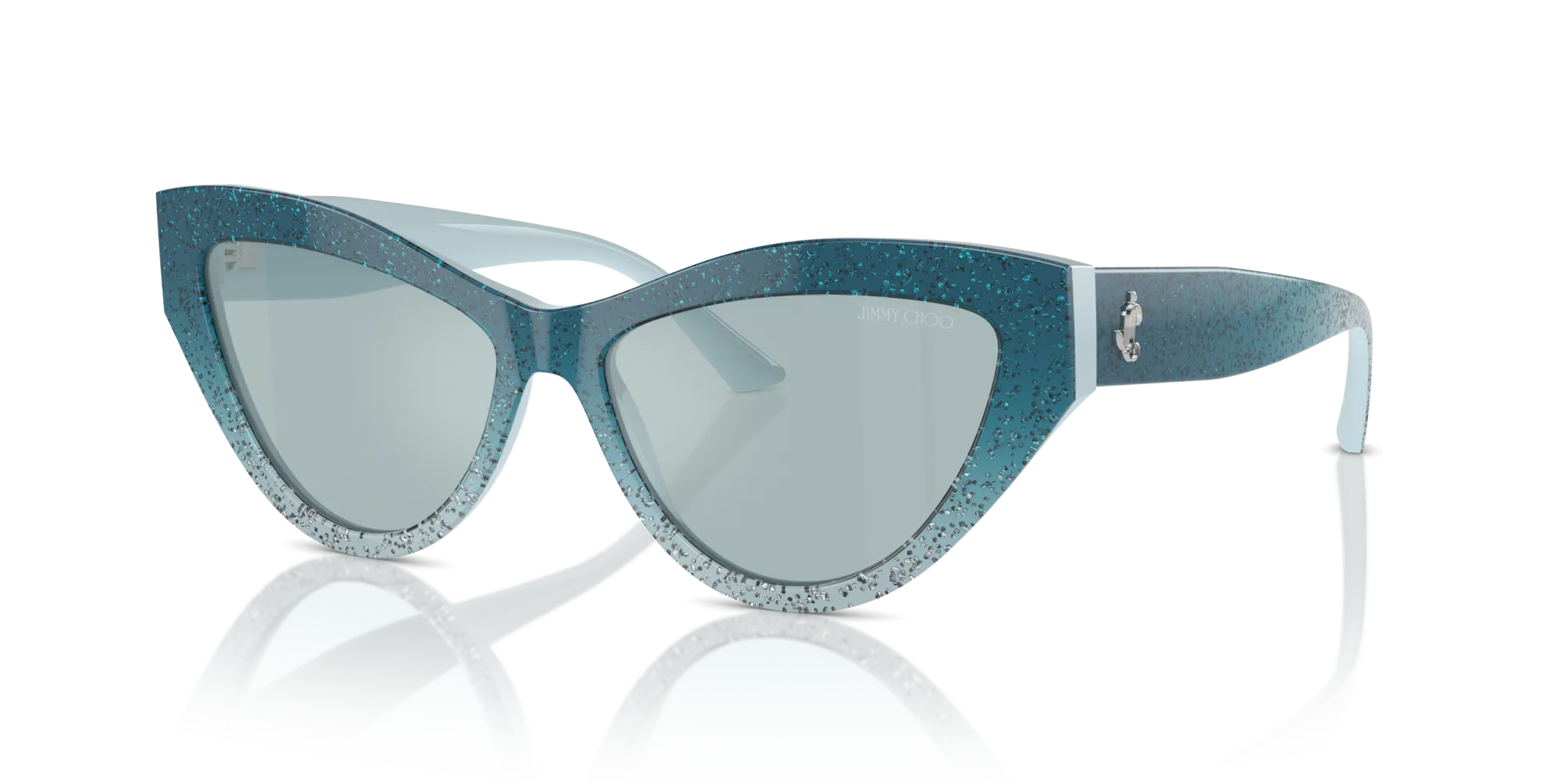 Jimmy Choo JC5004 50497C Occhiali da sole Acetato Blu Azzurro Cat Eye Normale Specchiato - immagine 4