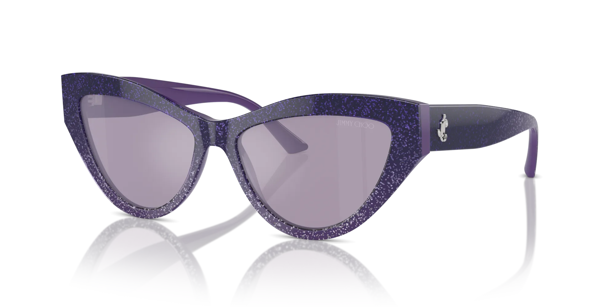 Jimmy Choo JC5004 50482S Occhiali da sole Acetato Viola Viola Cat Eye Normale Specchiato - immagine 4