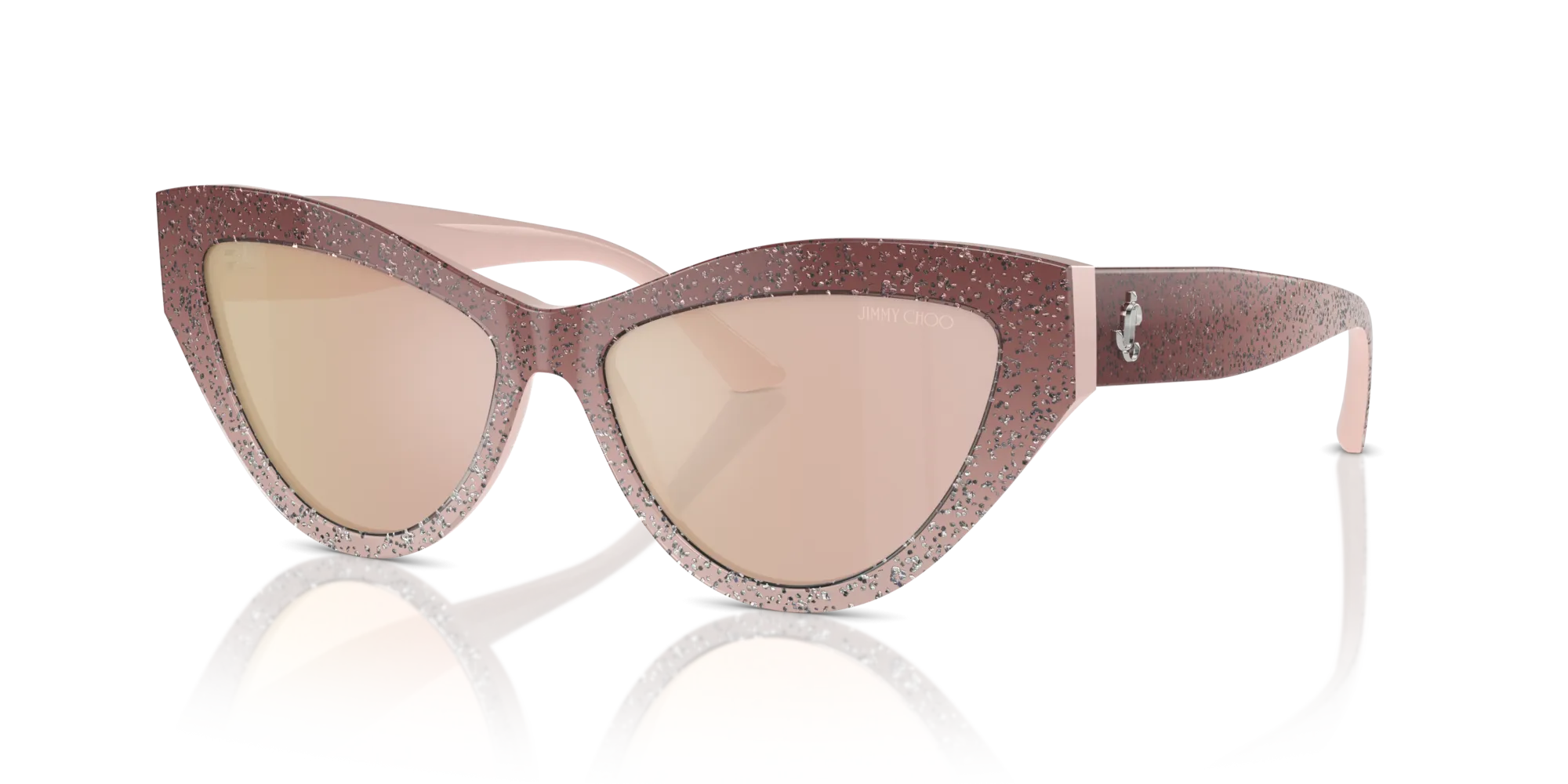 Jimmy Choo JC5004 5047/Z Occhiali da sole Acetato Rosa Rosa Cat Eye Normale Specchiato - immagine 4