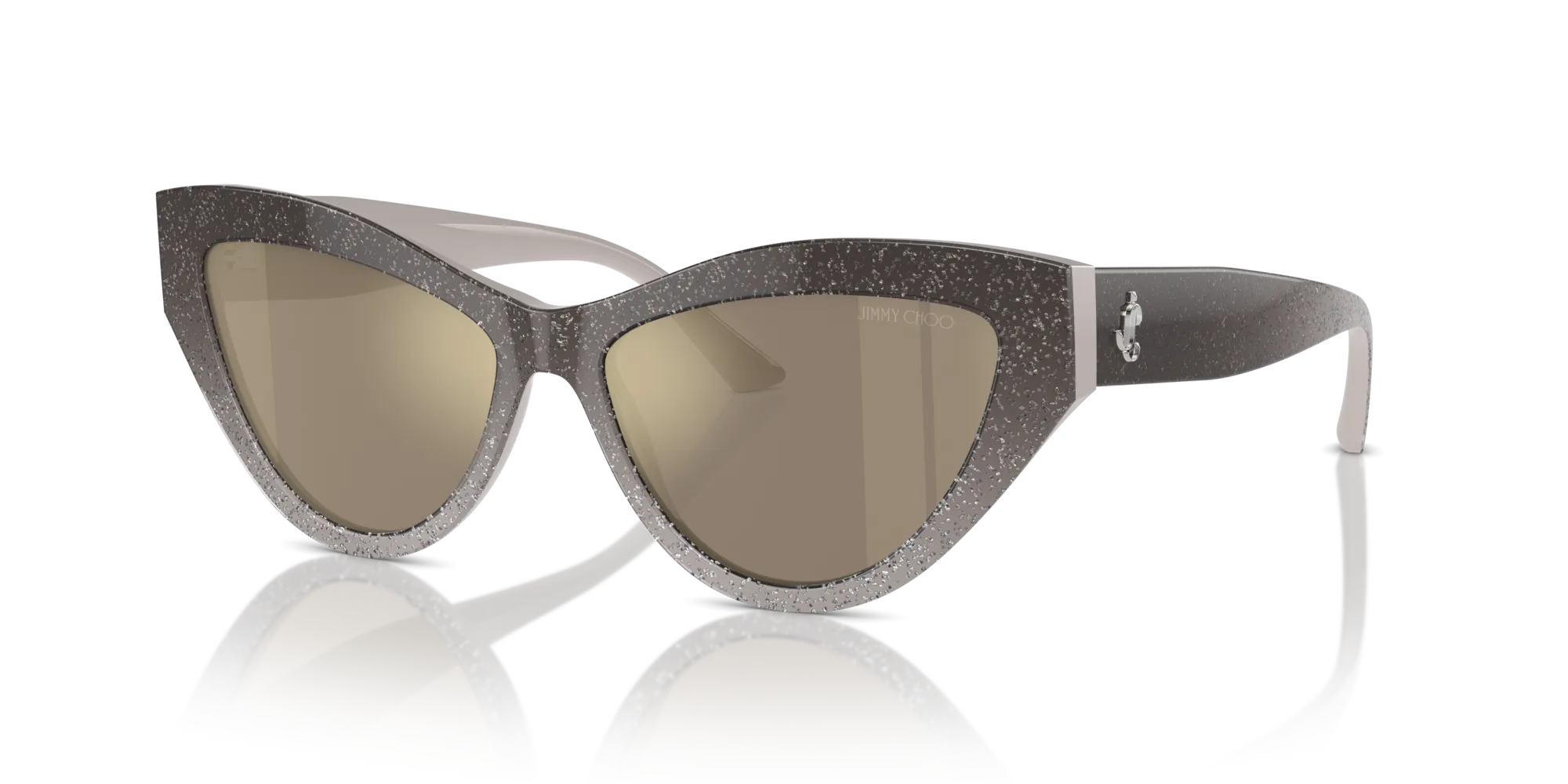Jimmy Choo JC5004 50465A Occhiali da sole Acetato Grigio Marrone Cat Eye Normale Specchiato - immagine 4