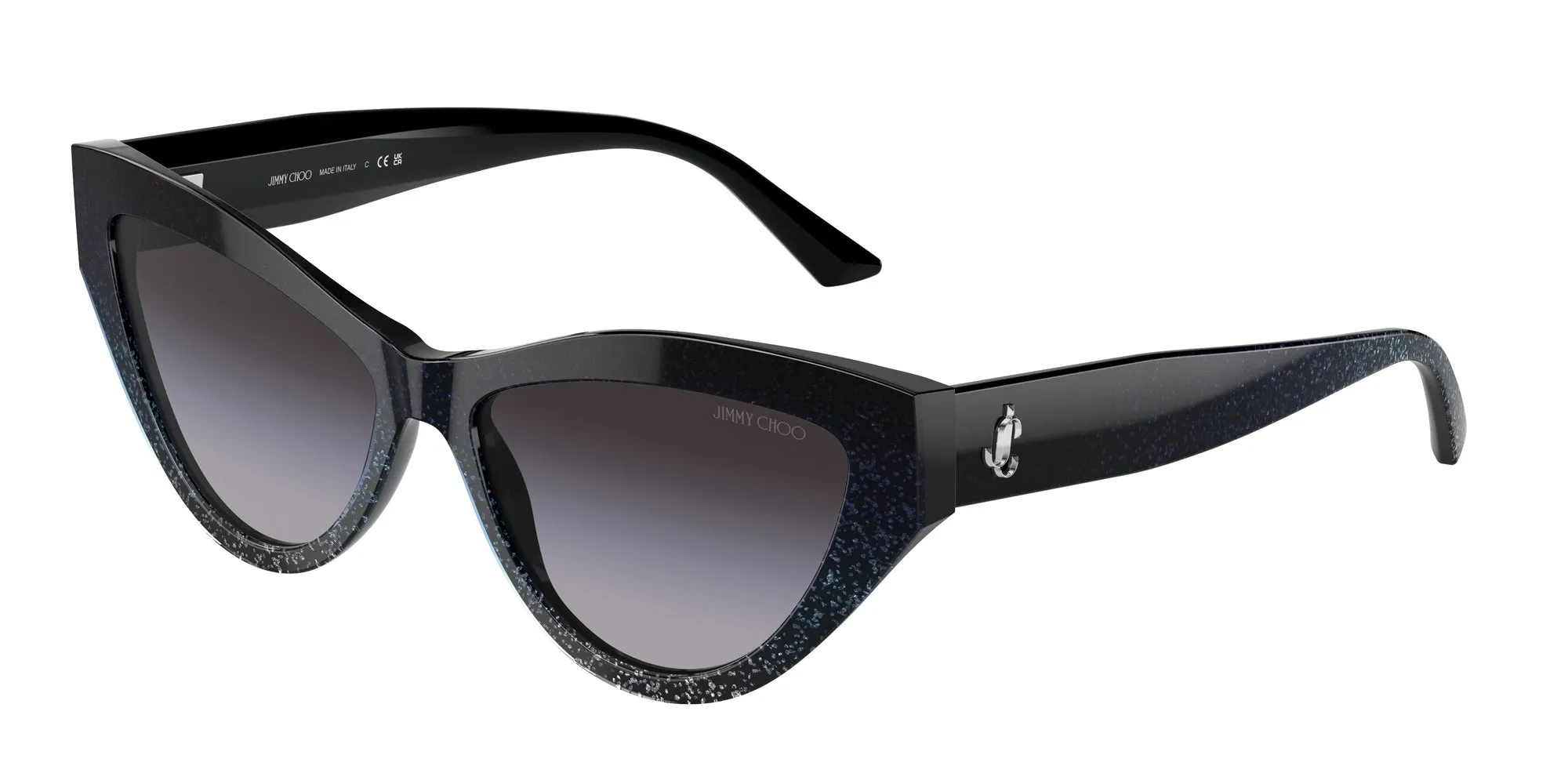 Jimmy Choo JC5004 504587 Occhiali da sole Acetato Nero Grigio Cat Eye Normale Sfumato - immagine 1