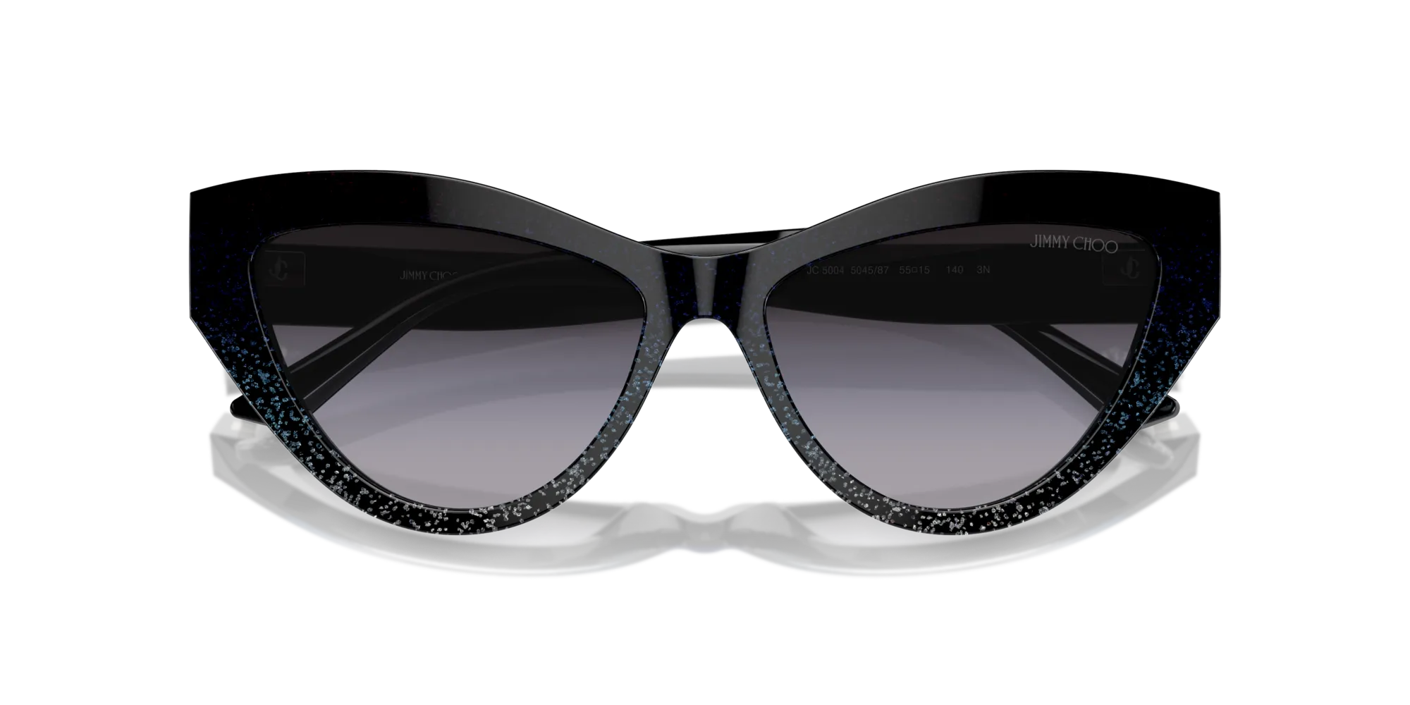 Jimmy Choo JC5004 504587 Occhiali da sole Acetato Nero Grigio Cat Eye Normale Sfumato - immagine 2