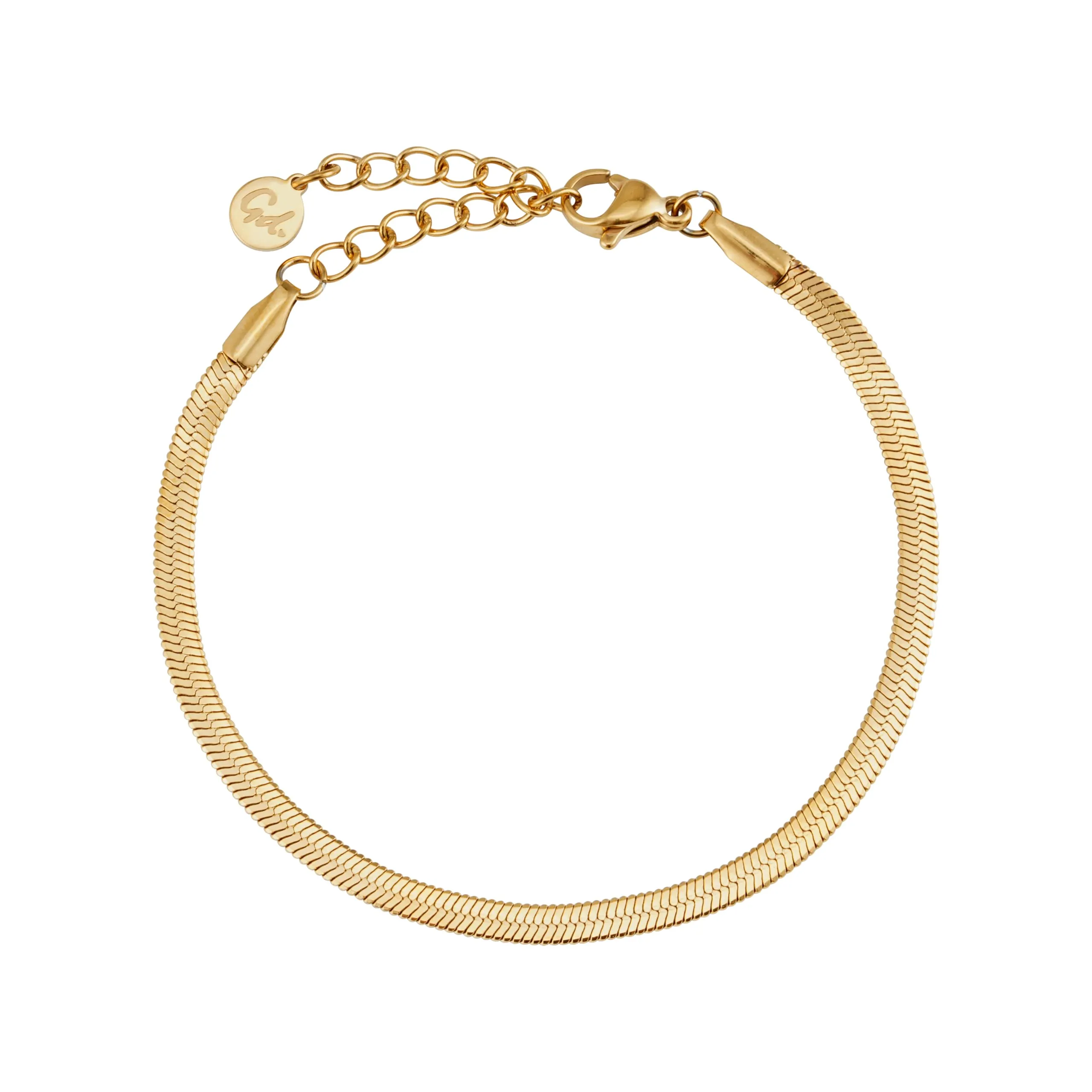 GD GOOD.designs EST. 2015 Bracciale a serpente per donna | Bracciale piatto senza ciondolo in oro | Gioielli in acciaio inox larghi 3 mm | Impermeabile - immagine 1