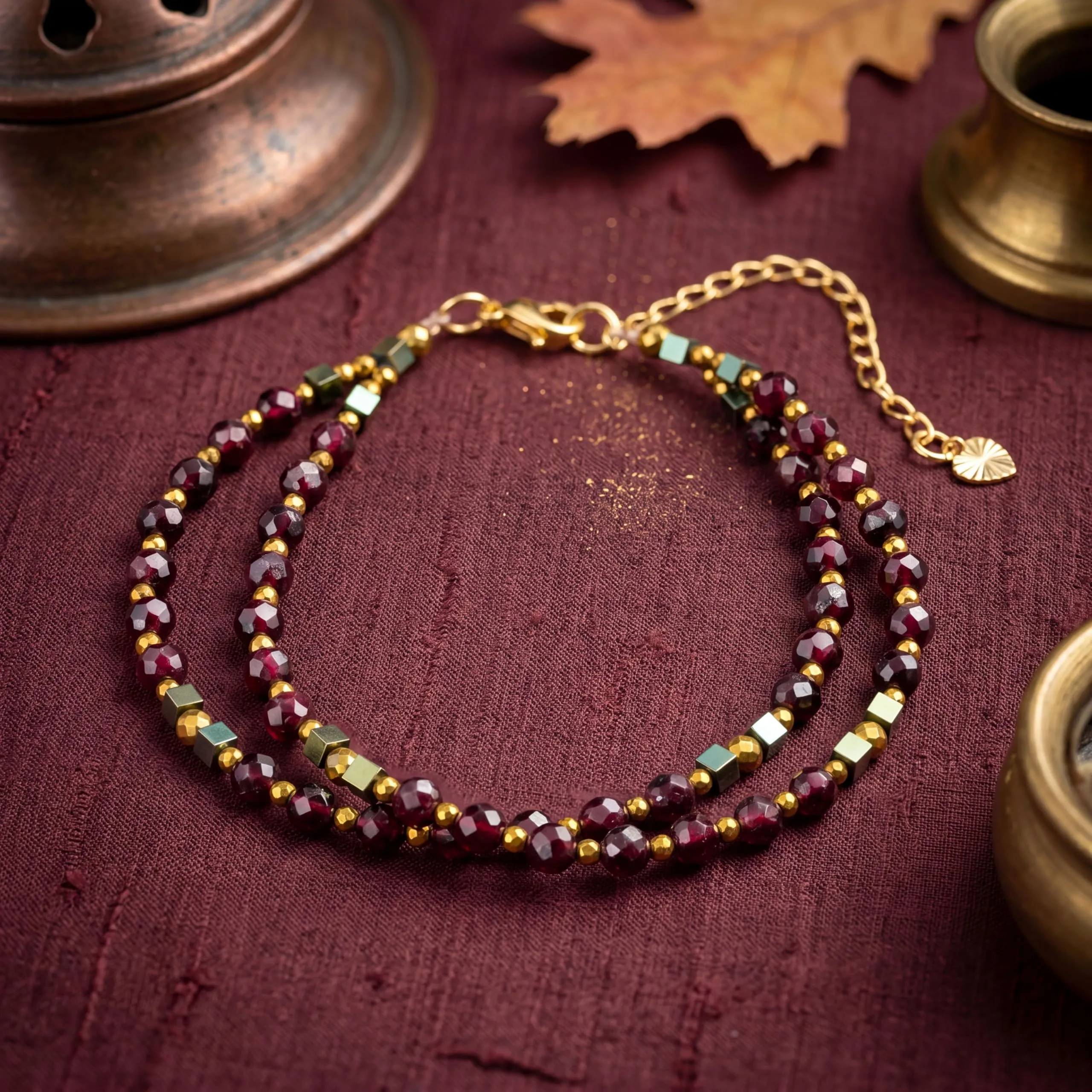 Farfume Bracciale Donna Chakra 4 mm Perline Bracciali, Cristalli Pietre Naturali Gioielli Regalo per le Donne (Granato) - immagine 2