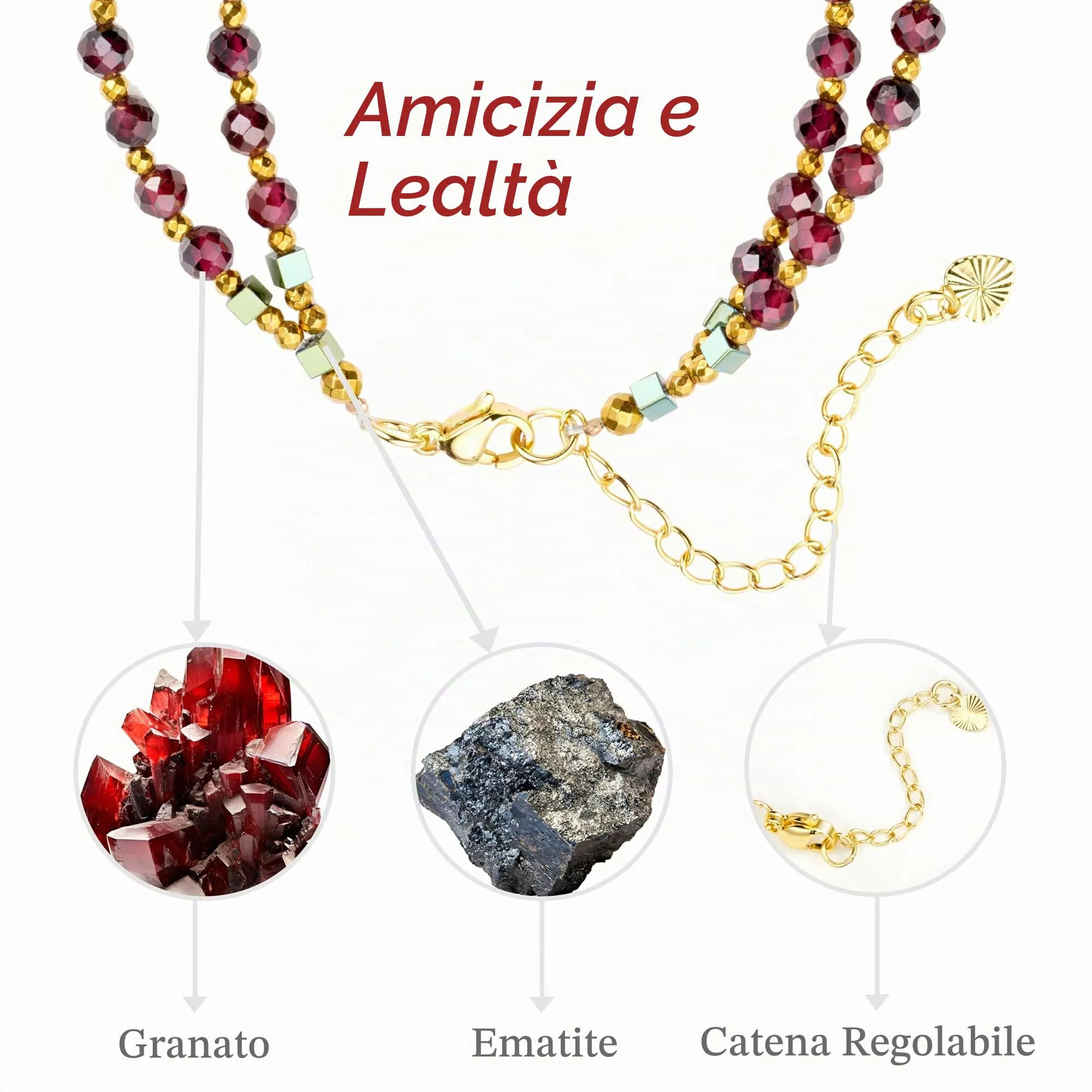 Farfume Bracciale Donna Chakra 4 mm Perline Bracciali, Cristalli Pietre Naturali Gioielli Regalo per le Donne (Granato) - immagine 4