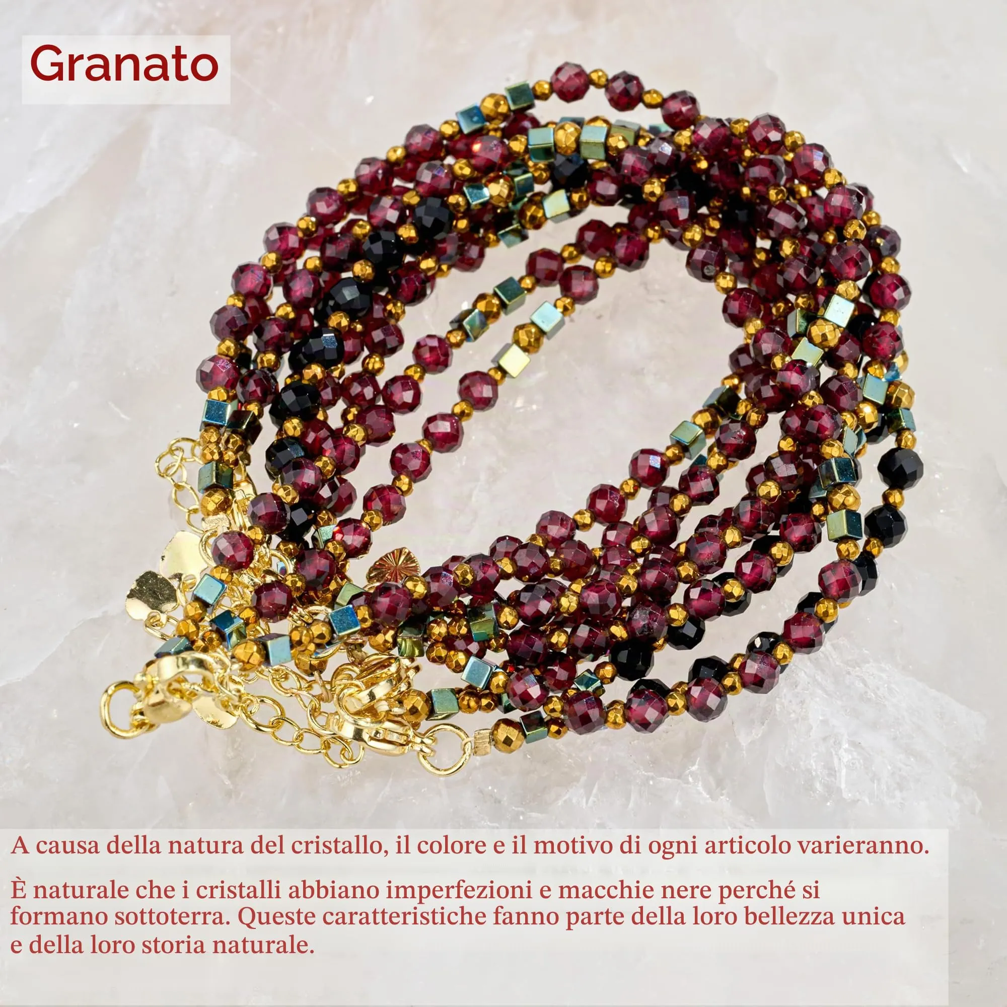 Farfume Bracciale Donna Chakra 4 mm Perline Bracciali, Cristalli Pietre Naturali Gioielli Regalo per le Donne (Granato) - immagine 7