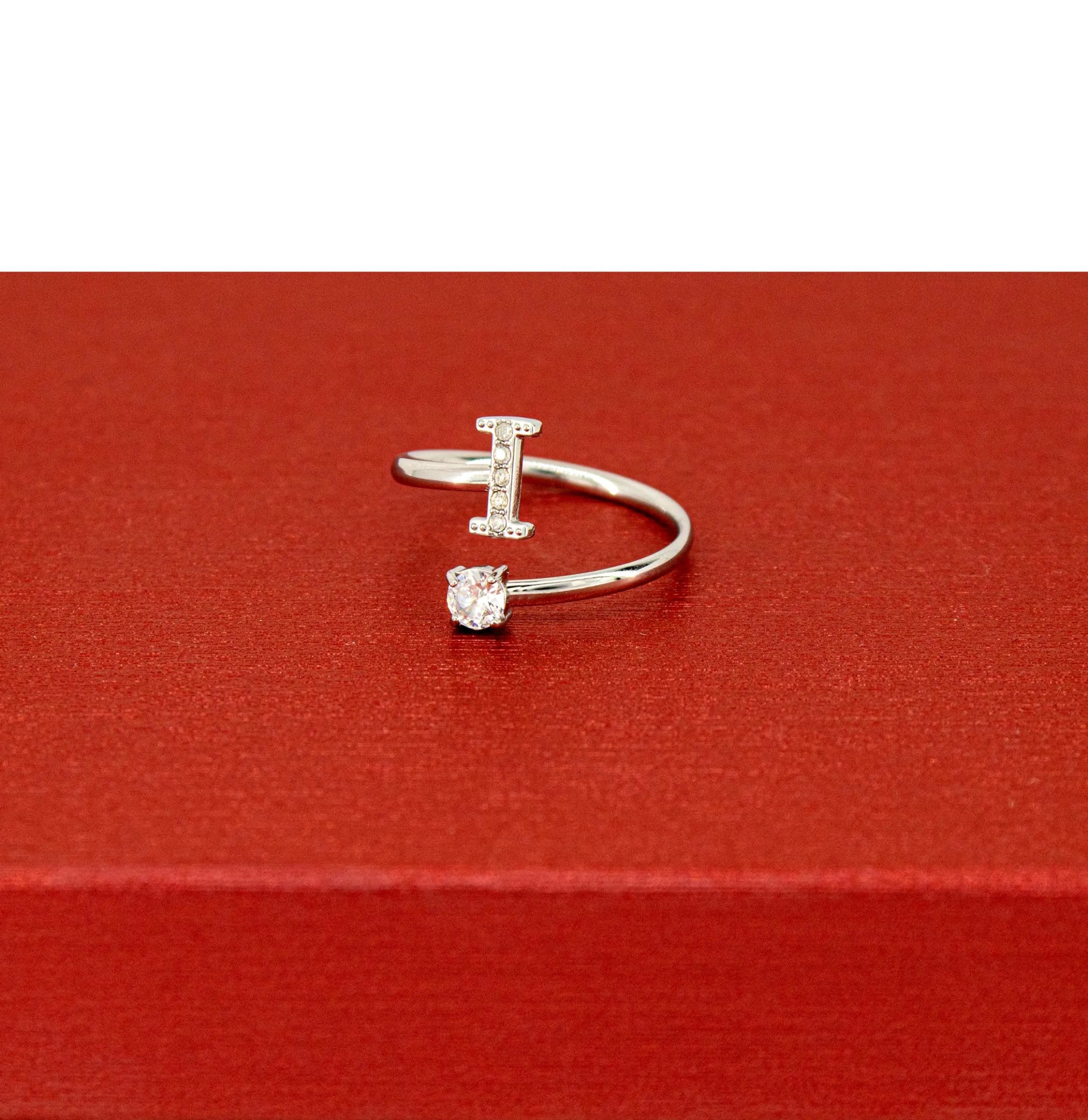 Only faith Anelli con lettera iniziale regolabile per le donne, con brillanti di zirconi, acciaio inossidabile, anelli con lettera aperta per gioielli di moda da donna - immagine 2