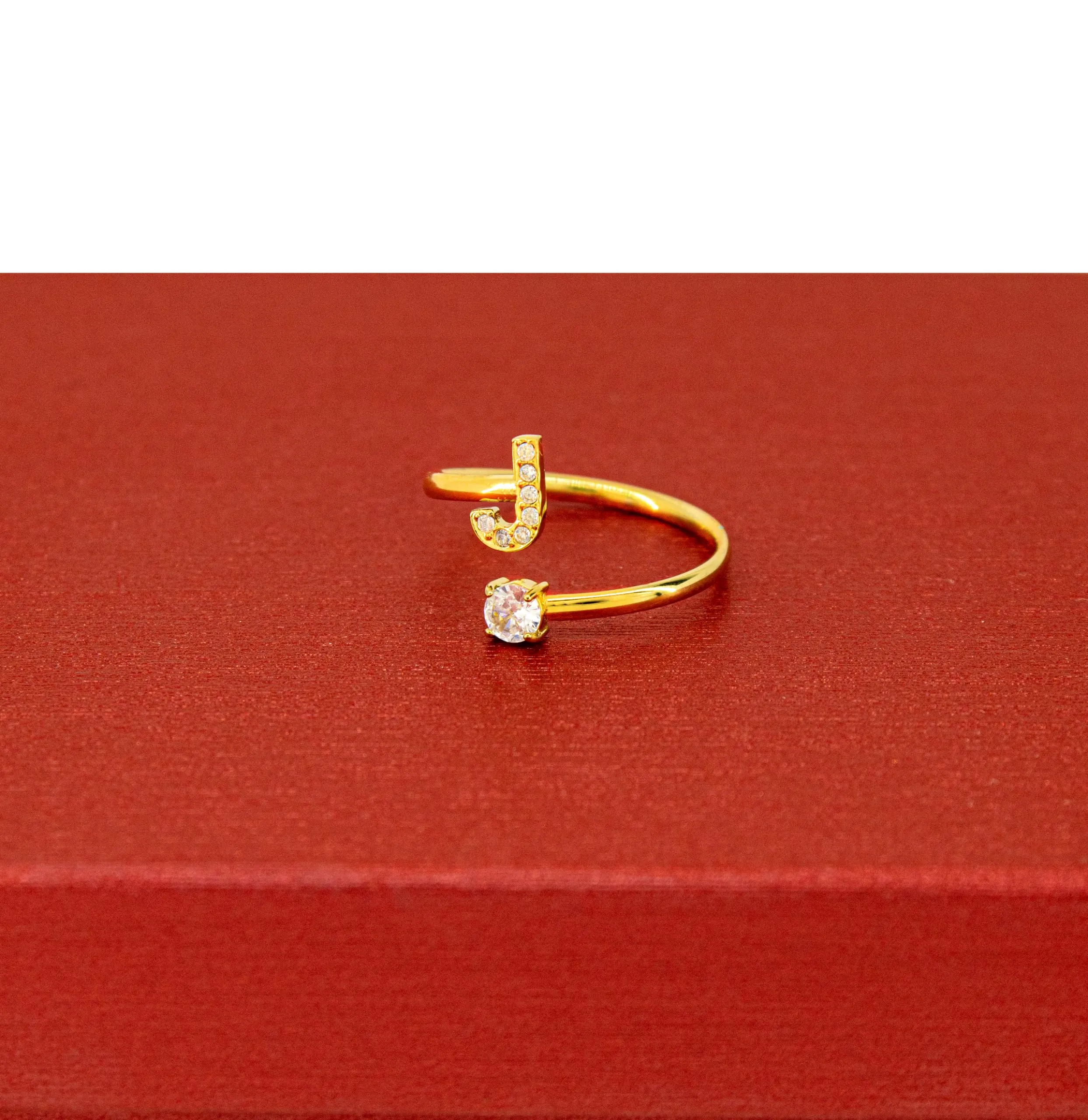 Only faith Anelli con lettera iniziale regolabile per le donne, con brillanti di zirconi, acciaio inossidabile, anelli con lettera aperta per gioielli di moda da donna - immagine 2