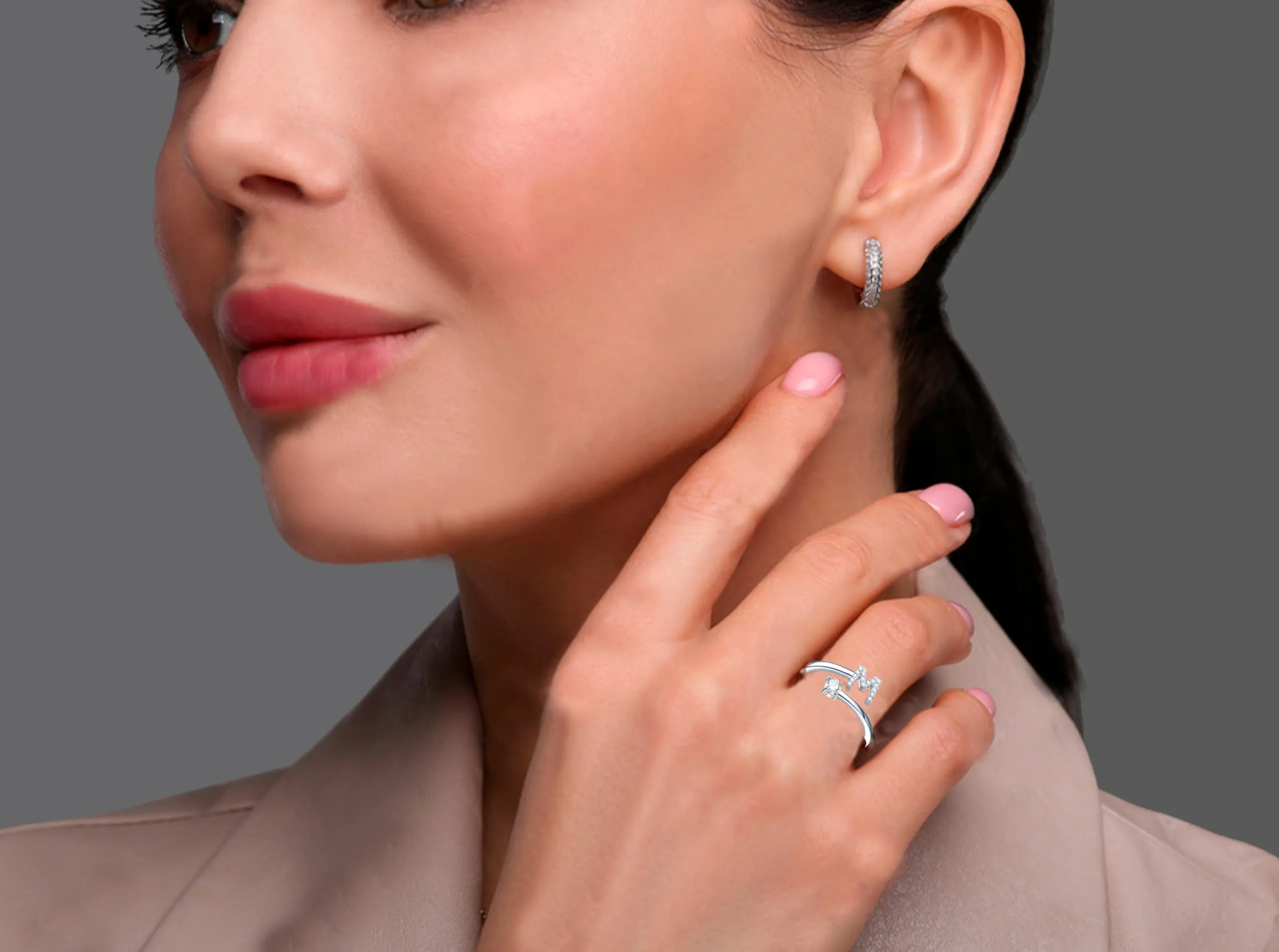 Only faith Anelli con lettera iniziale regolabile per le donne, con brillanti di zirconi, acciaio inossidabile, anelli con lettera aperta per gioielli di moda da donna - immagine 5