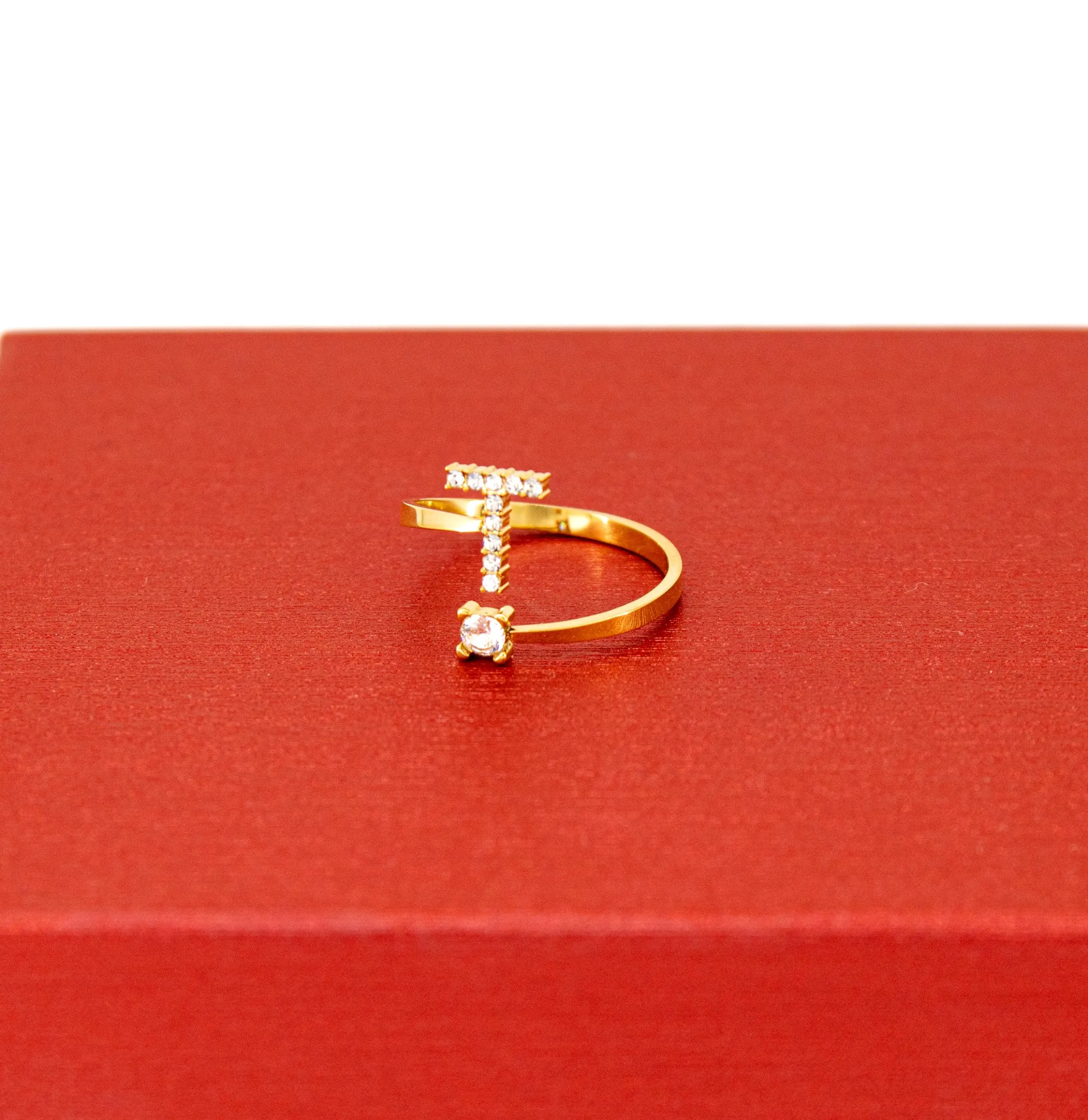 Only faith Anelli con lettera iniziale regolabile per le donne, con brillanti di zirconi, acciaio inossidabile, anelli con lettera aperta per gioielli di moda da donna - immagine 2