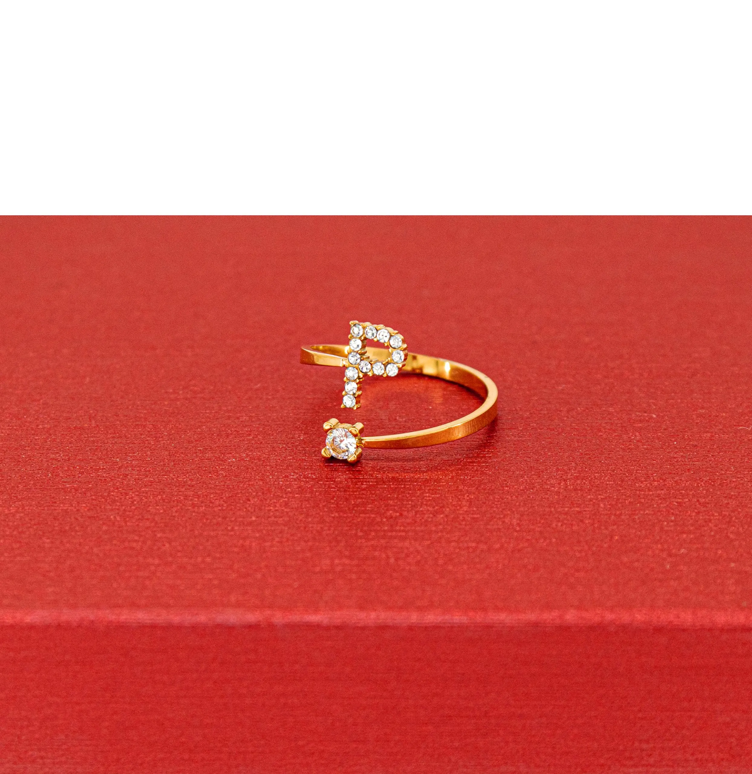 Only faith Anelli con lettera iniziale regolabile per le donne, con brillanti di zirconi, acciaio inossidabile, anelli con lettera aperta per gioielli di moda da donna - immagine 2