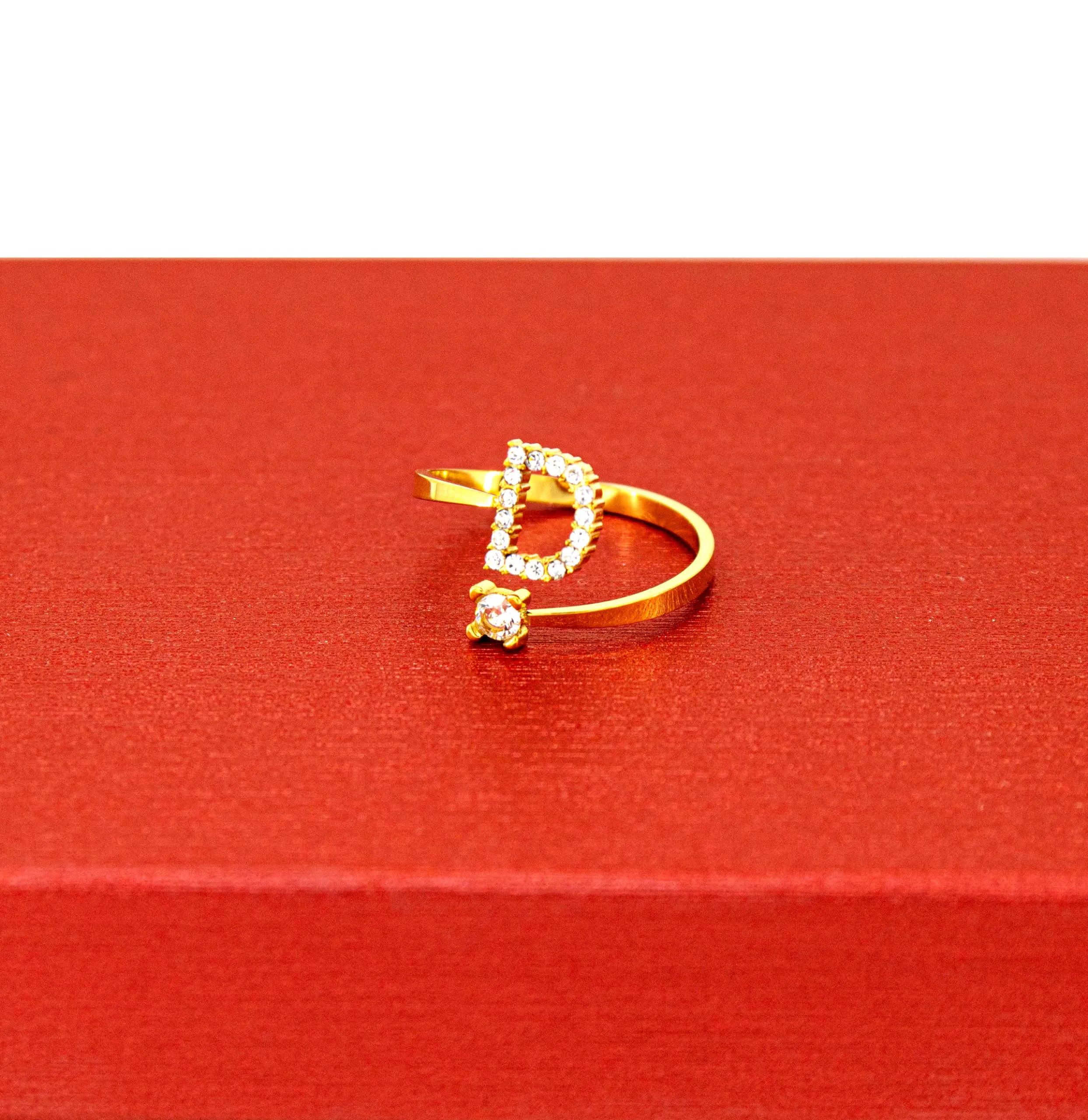 Only faith Anelli con lettera iniziale regolabile per le donne, con brillanti di zirconi, acciaio inossidabile, anelli con lettera aperta per gioielli di moda da donna - immagine 2