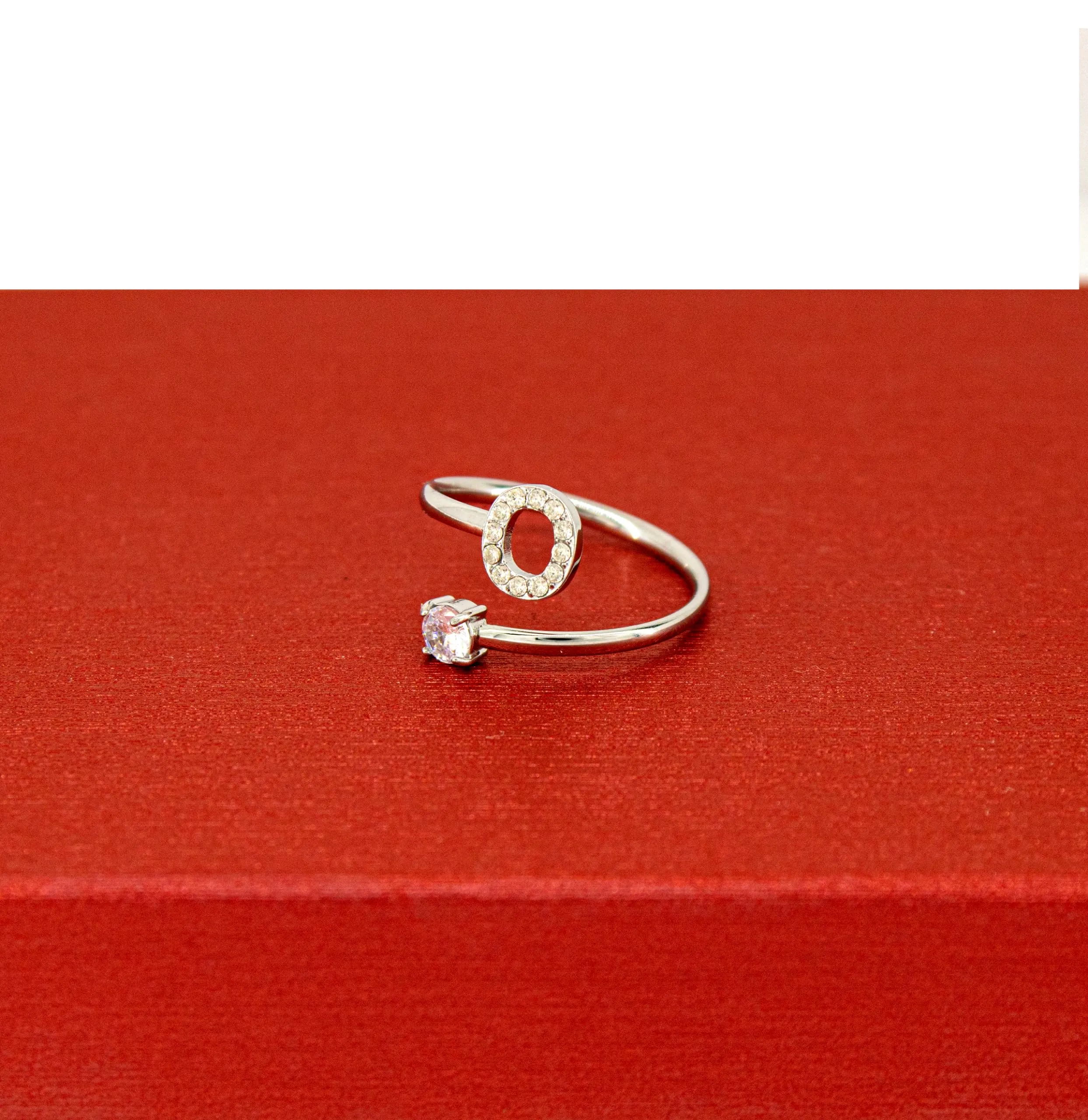 Only faith Anelli con lettera iniziale regolabile per le donne, con brillanti di zirconi, acciaio inossidabile, anelli con lettera aperta per gioielli di moda da donna - immagine 2