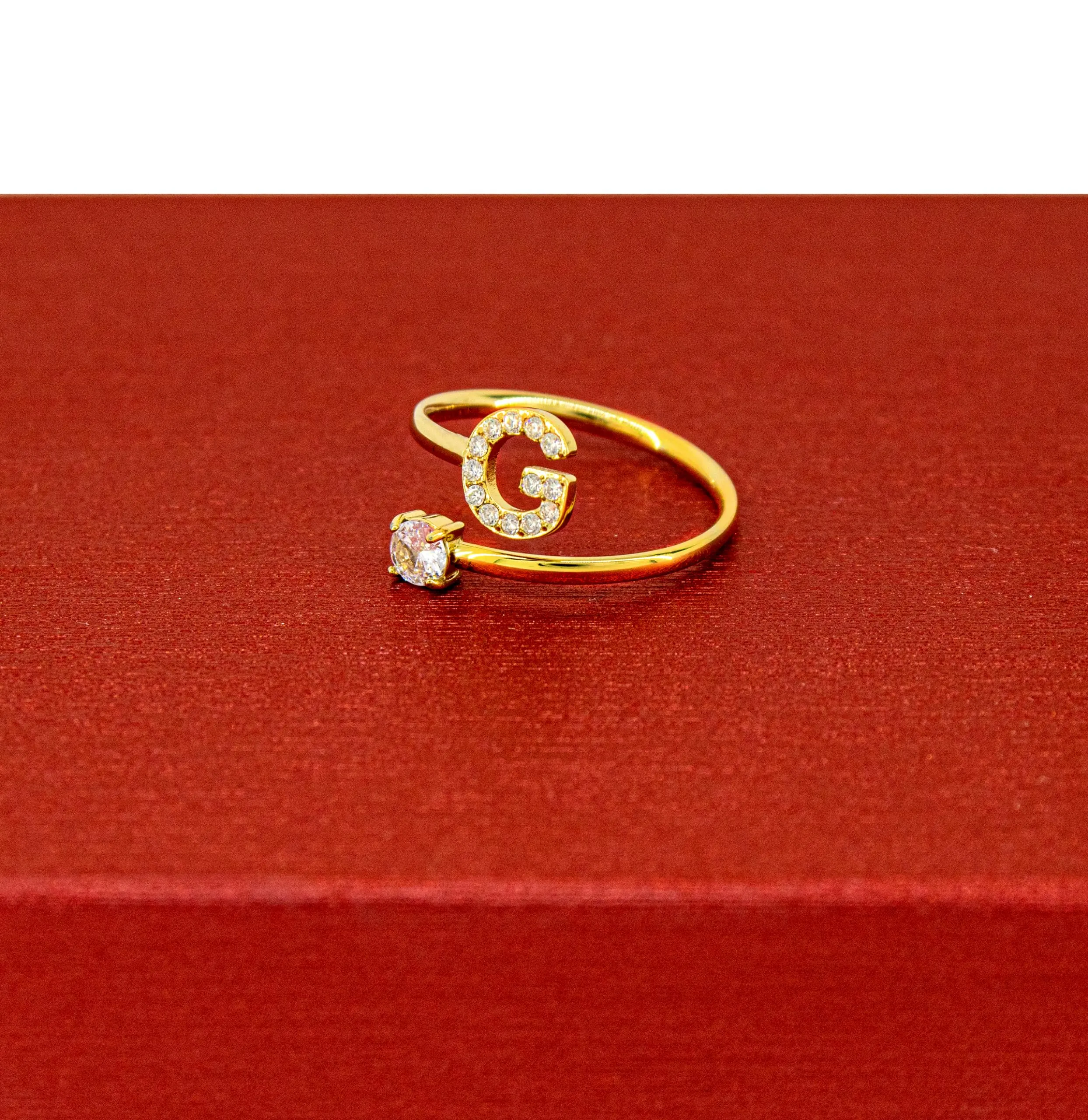 Only faith Anelli con lettera iniziale regolabile per le donne, con brillanti di zirconi, acciaio inossidabile, anelli con lettera aperta per gioielli di moda da donna - immagine 2