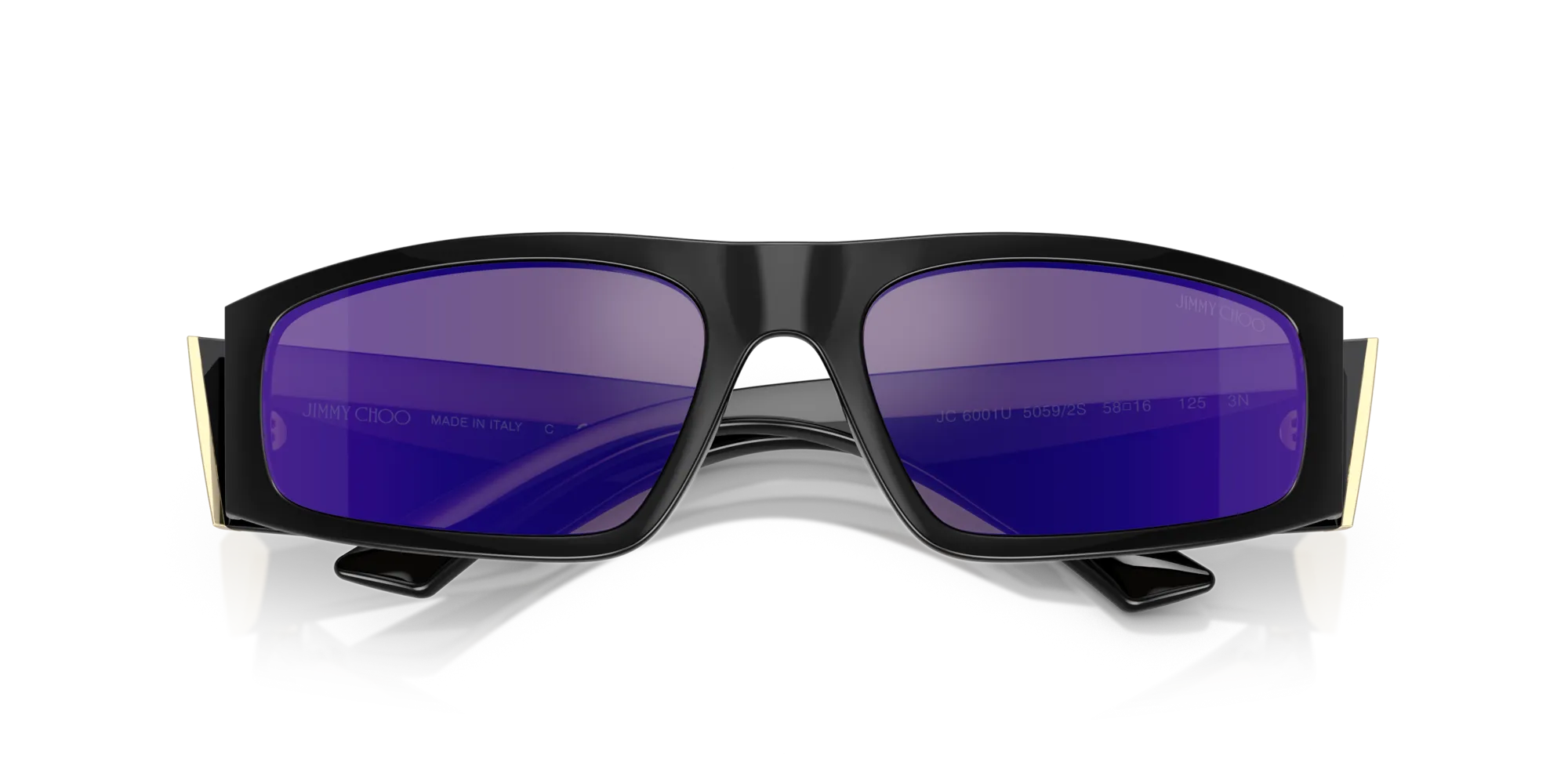 Jimmy Choo JC6001U 50592S Occhiali da sole Iniettato Nero Viola Rotonda Specchiate - immagine 2