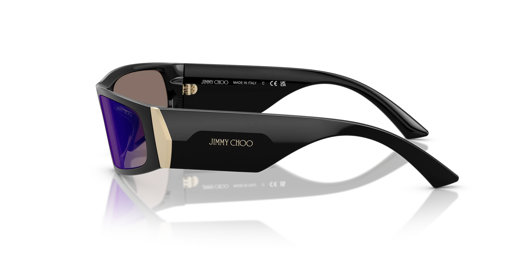 Jimmy Choo JC6001U 50592S Occhiali da sole Iniettato Nero Viola Rotonda Specchiate - immagine 4