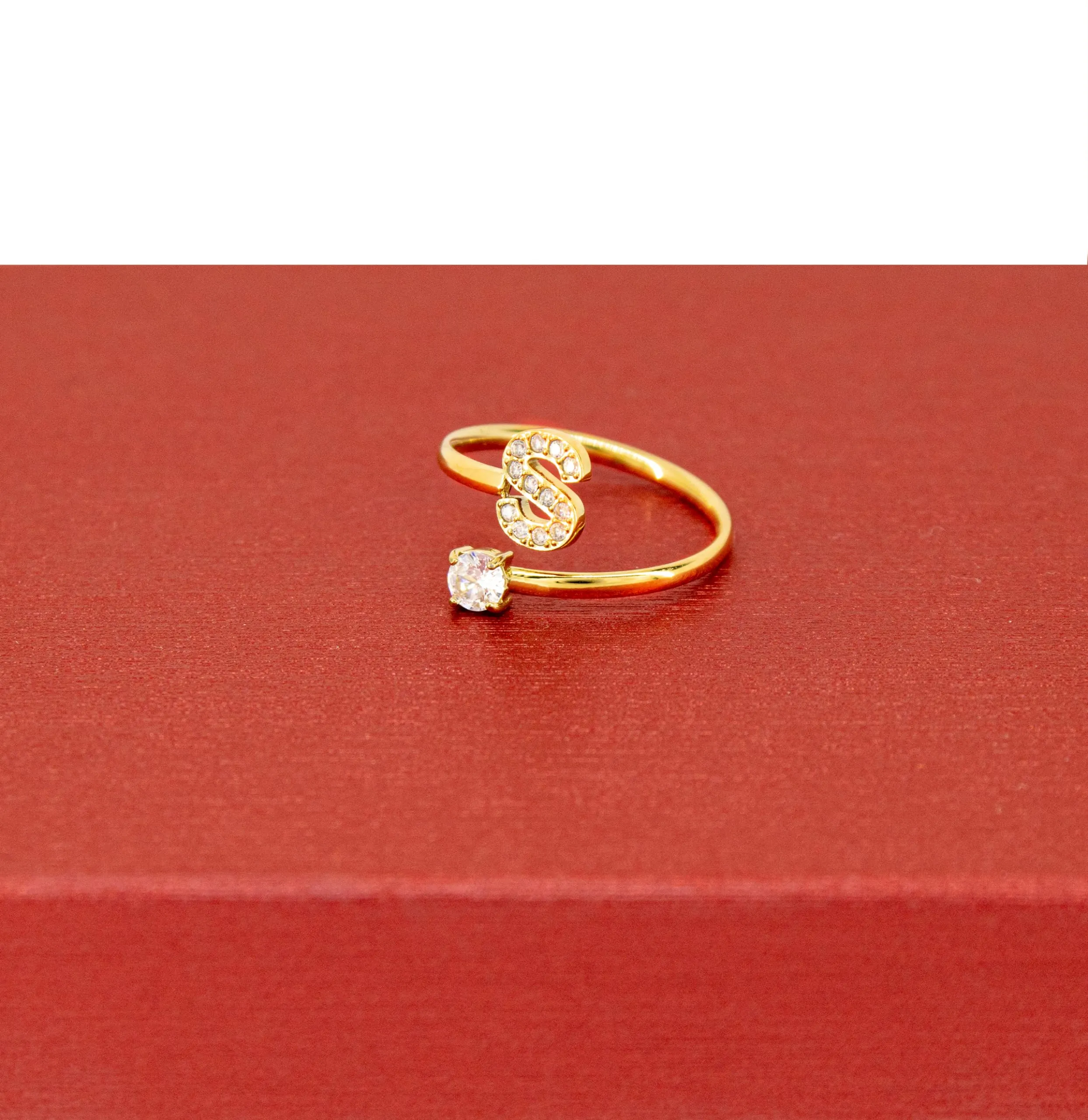 Only faith Anelli con lettera iniziale regolabile per le donne, con brillanti di zirconi, acciaio inossidabile, anelli con lettera aperta per gioielli di moda da donna - immagine 2