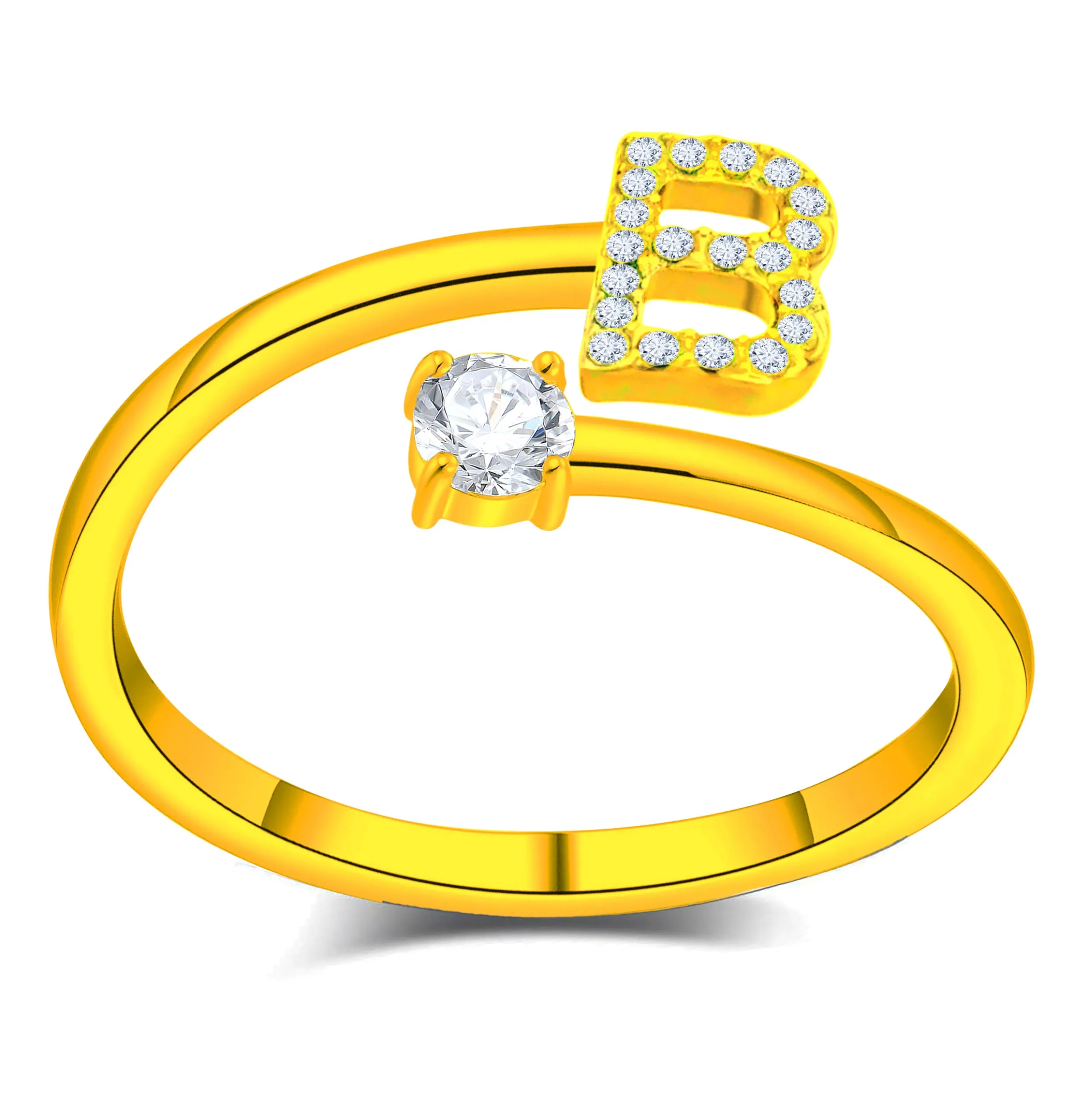 Only faith Anelli con lettera iniziale regolabile per le donne, con brillanti di zirconi, acciaio inossidabile, anelli con lettera aperta per gioielli di moda da donna - immagine 1
