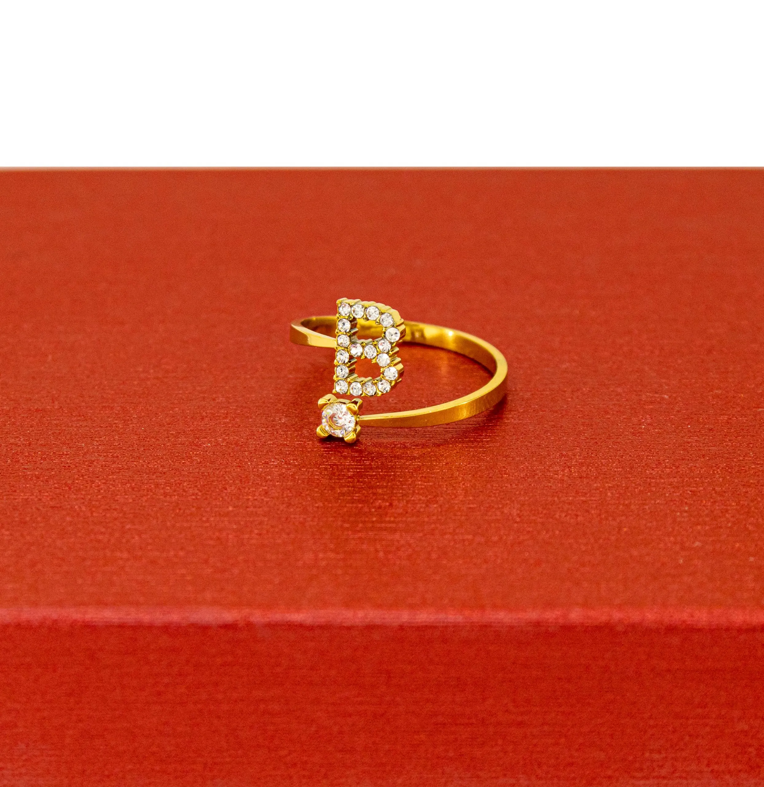 Only faith Anelli con lettera iniziale regolabile per le donne, con brillanti di zirconi, acciaio inossidabile, anelli con lettera aperta per gioielli di moda da donna - immagine 2