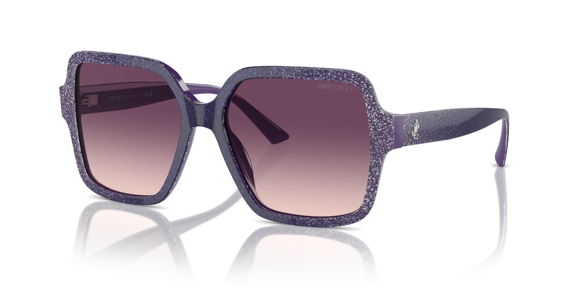Jimmy Choo JC5005 50447W Occhiali da sole Acetato Viola Rosa Squadrata Normale Sfumato - immagine 4