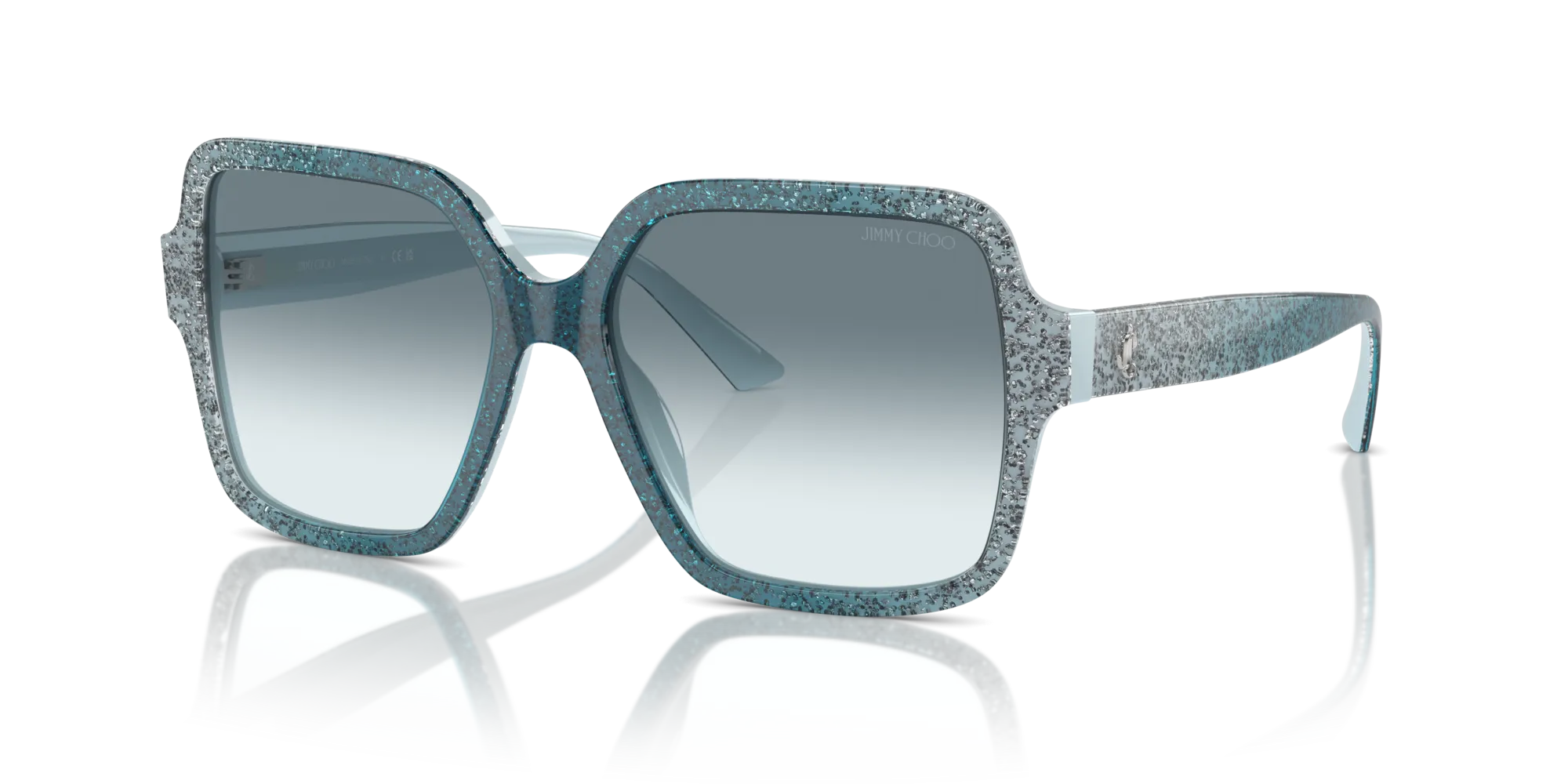 Jimmy Choo JC5005 504319 Occhiali da sole Acetato Blu Blu Squadrata Normale Sfumato - immagine 4