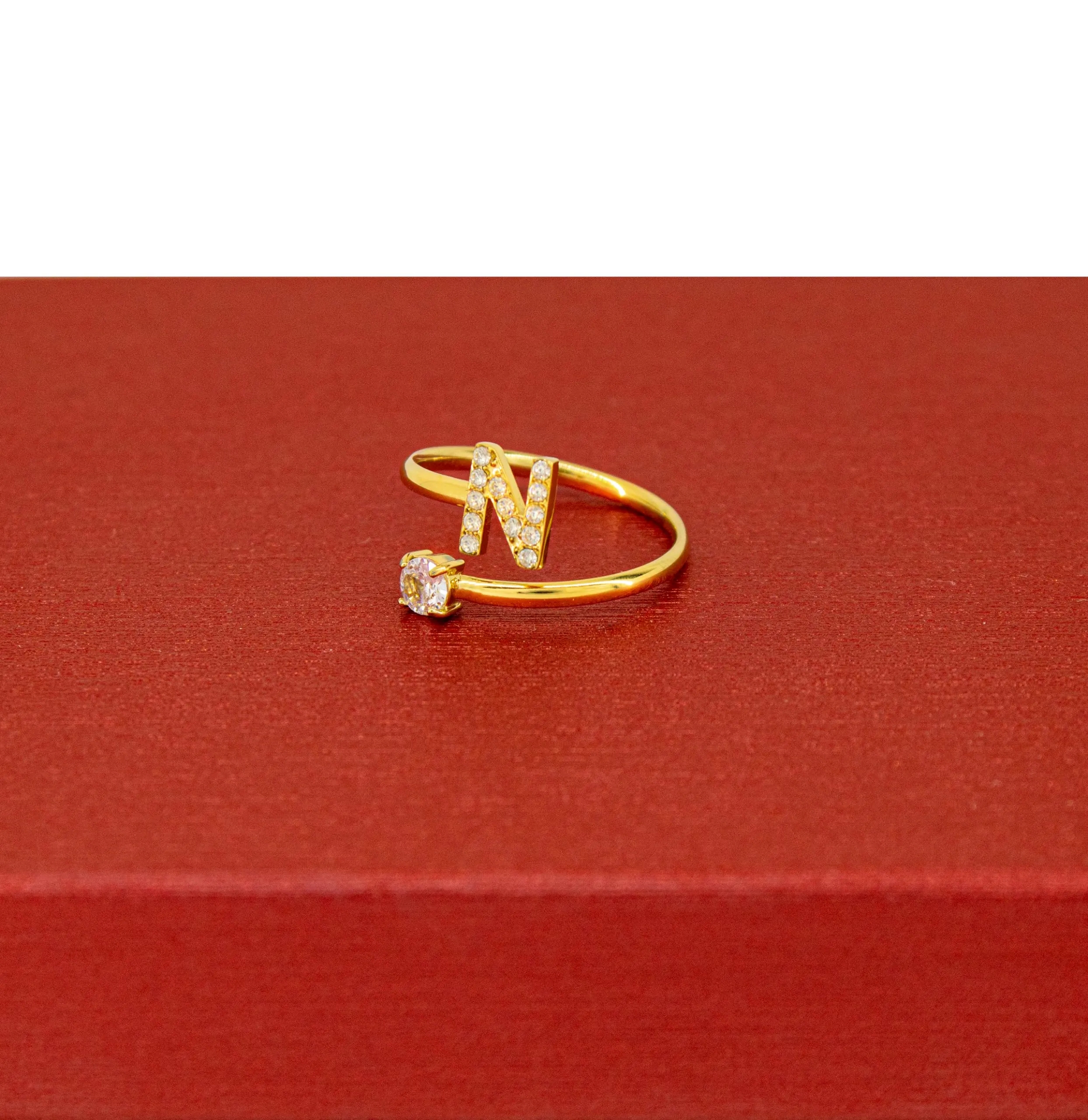 Only faith Anelli con lettera iniziale regolabile per le donne, con brillanti di zirconi, acciaio inossidabile, anelli con lettera aperta per gioielli di moda da donna - immagine 2