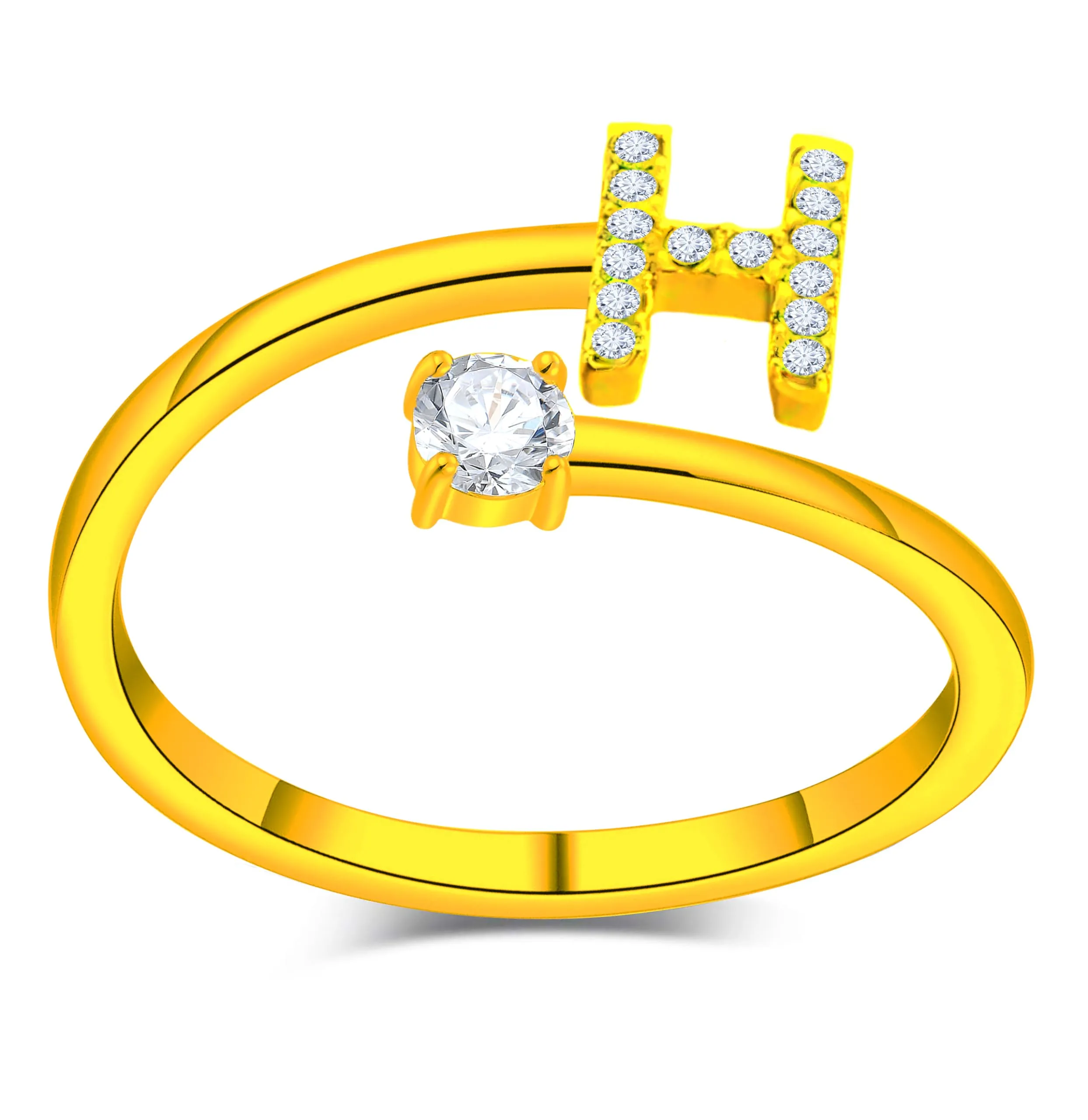 Only faith Anelli con lettera iniziale regolabile per le donne, con brillanti di zirconi, acciaio inossidabile, anelli con lettera aperta per gioielli di moda da donna - immagine 1