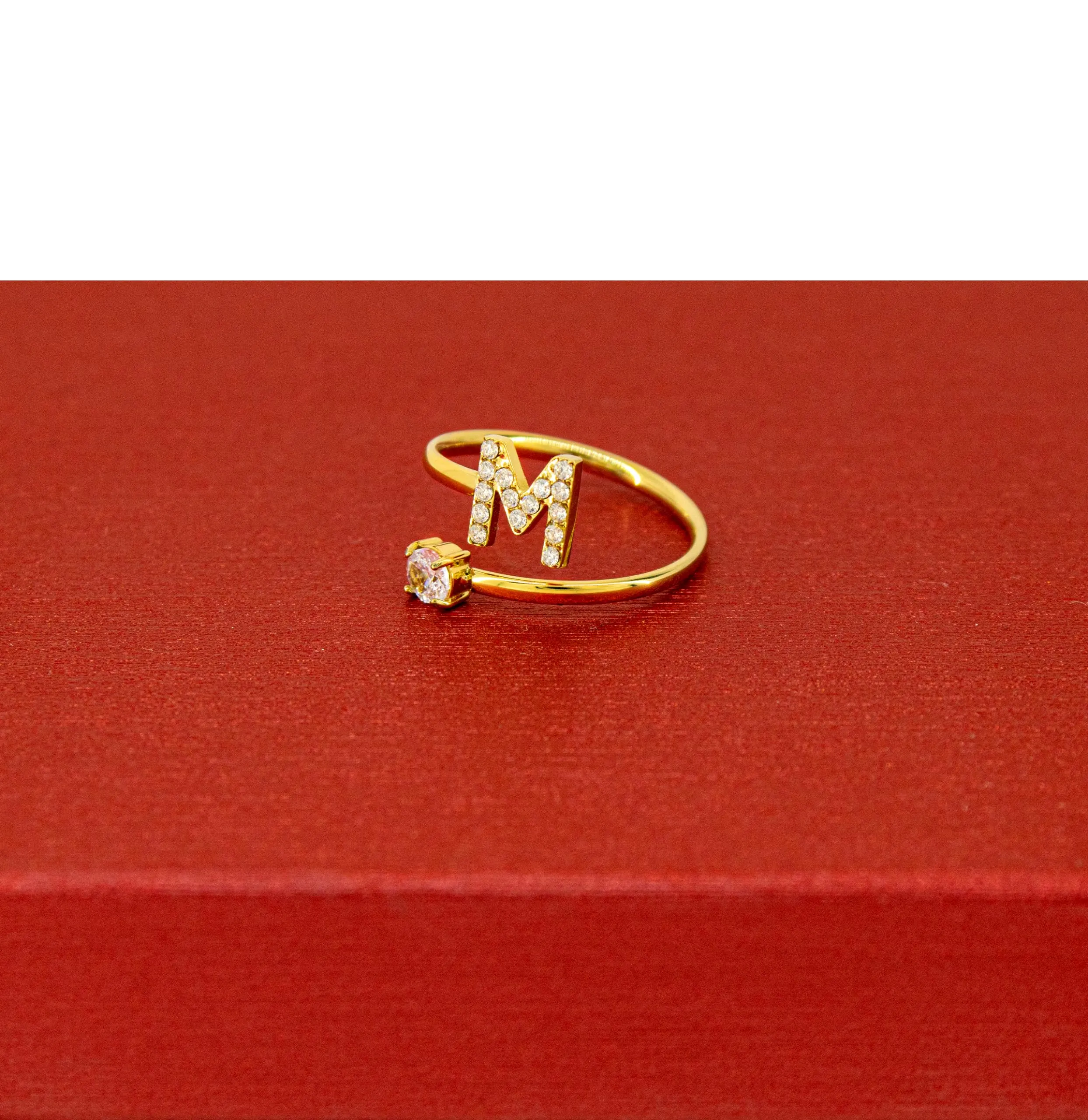 Only faith Anelli con lettera iniziale regolabile per le donne, con brillanti di zirconi, acciaio inossidabile, anelli con lettera aperta per gioielli di moda da donna - immagine 2
