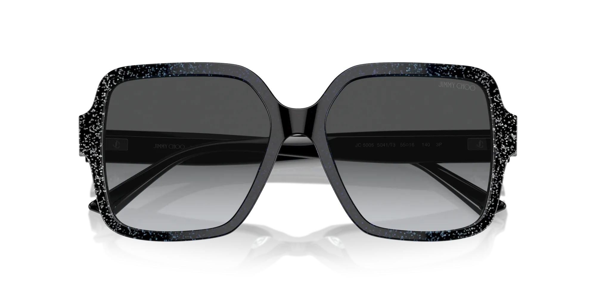 Jimmy Choo JC5005 5041T3 Occhiali da sole Acetato Nero Grigio Squadrata Polarizzata Sfumato - immagine 2