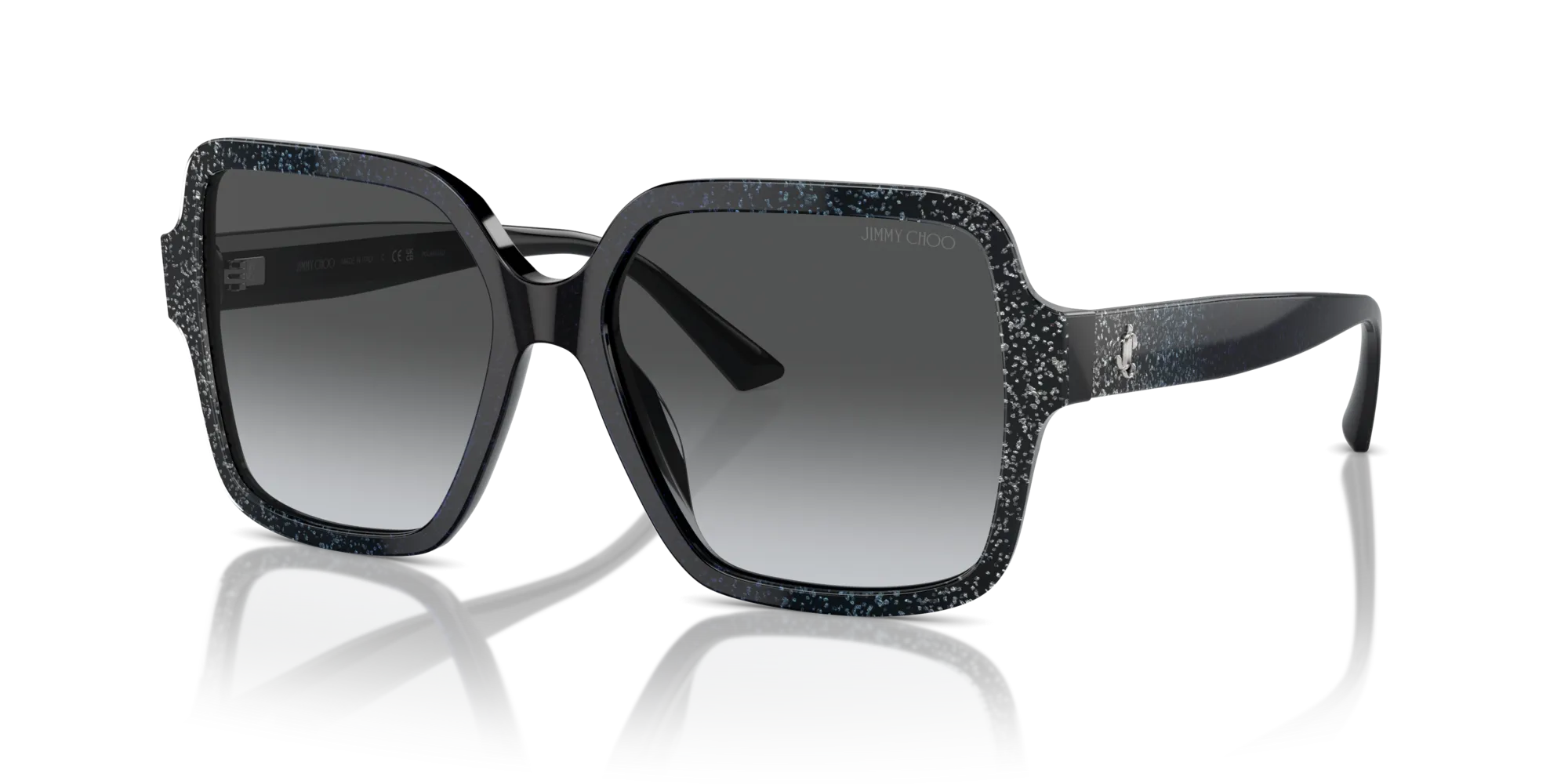 Jimmy Choo JC5005 5041T3 Occhiali da sole Acetato Nero Grigio Squadrata Polarizzata Sfumato - immagine 4