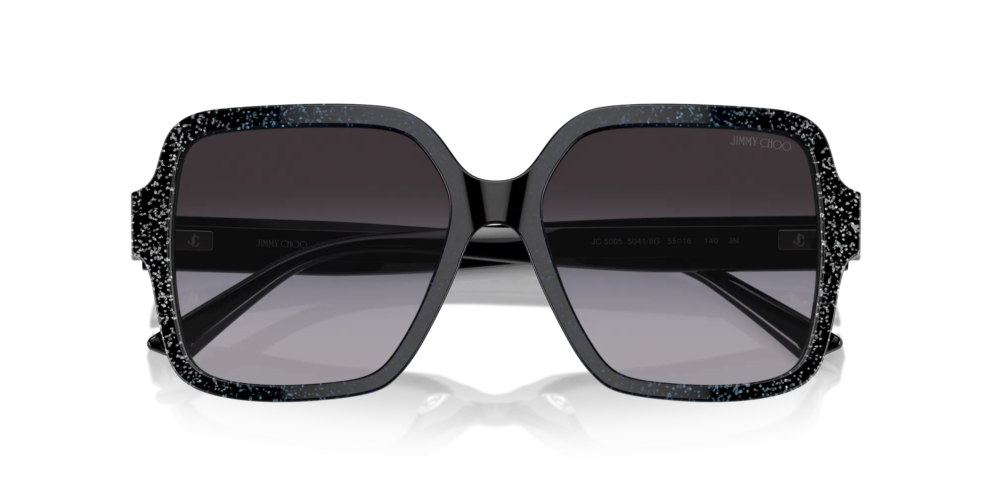 Jimmy Choo JC5005 50418G Occhiali da sole Acetato Nero Grigio Squadrata Normale Sfumato - immagine 2