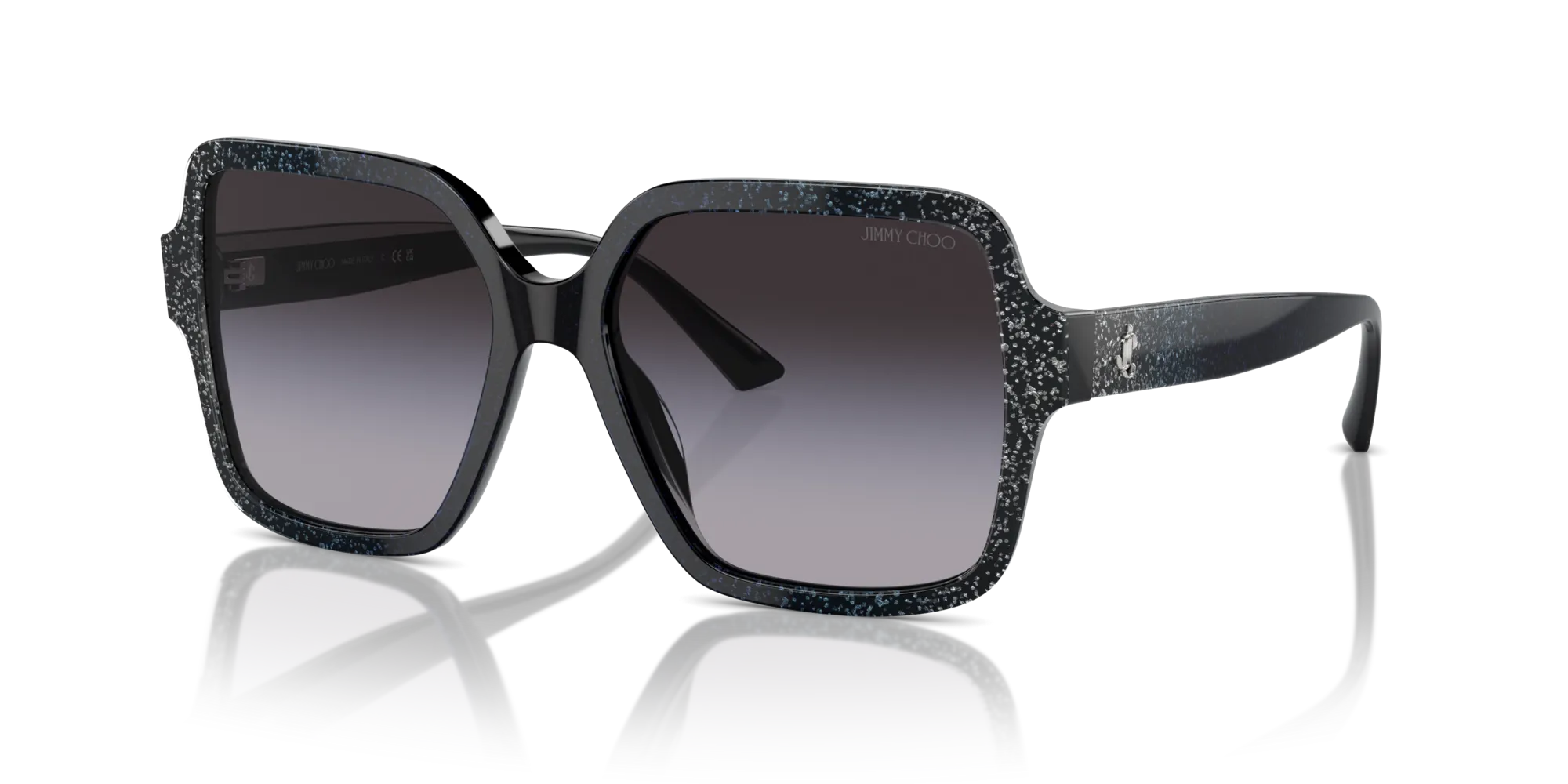 Jimmy Choo JC5005 50418G Occhiali da sole Acetato Nero Grigio Squadrata Normale Sfumato - immagine 4