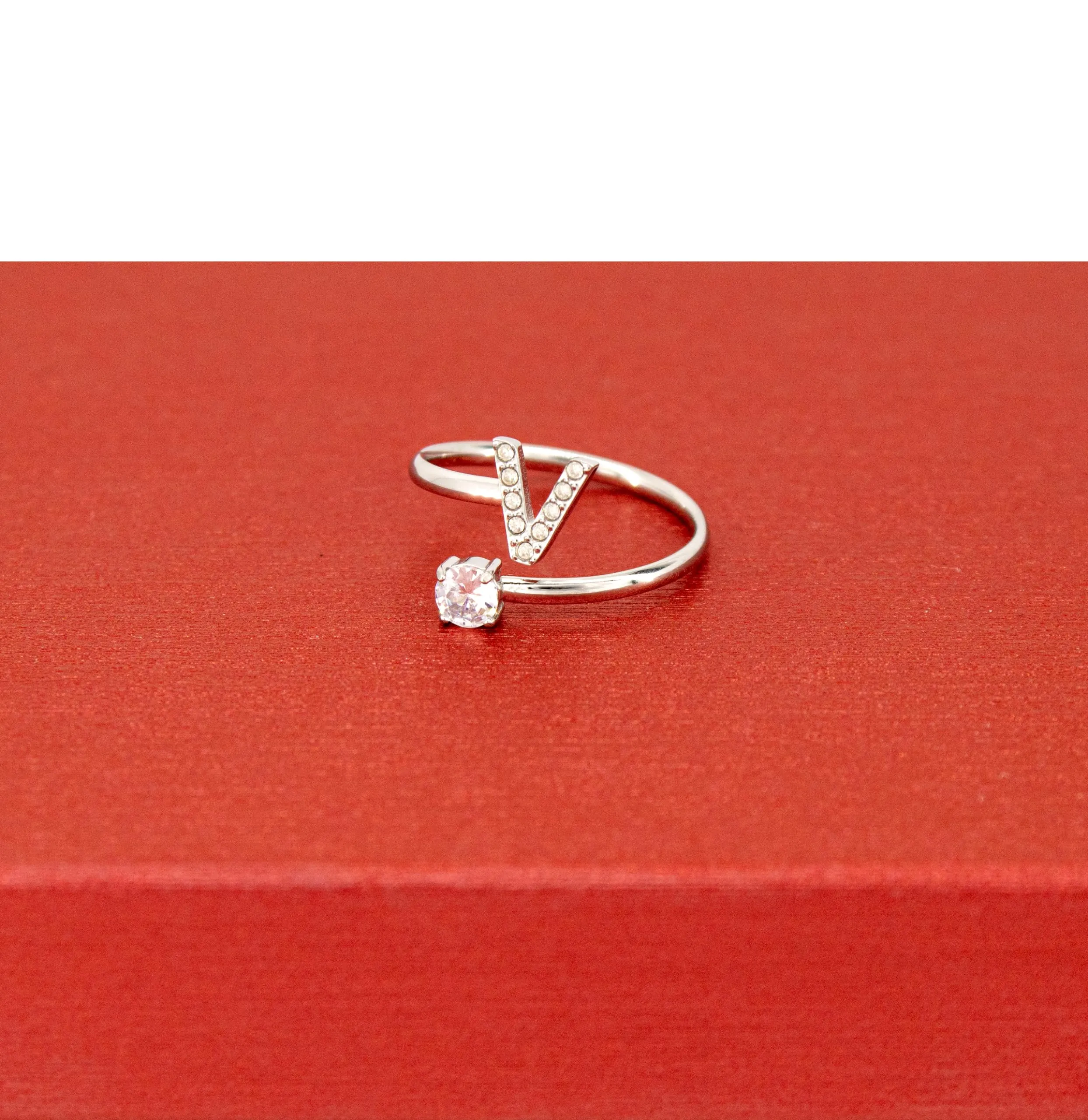 Only faith Anelli con lettera iniziale regolabile per le donne, con brillanti di zirconi, acciaio inossidabile, anelli con lettera aperta per gioielli di moda da donna - immagine 2