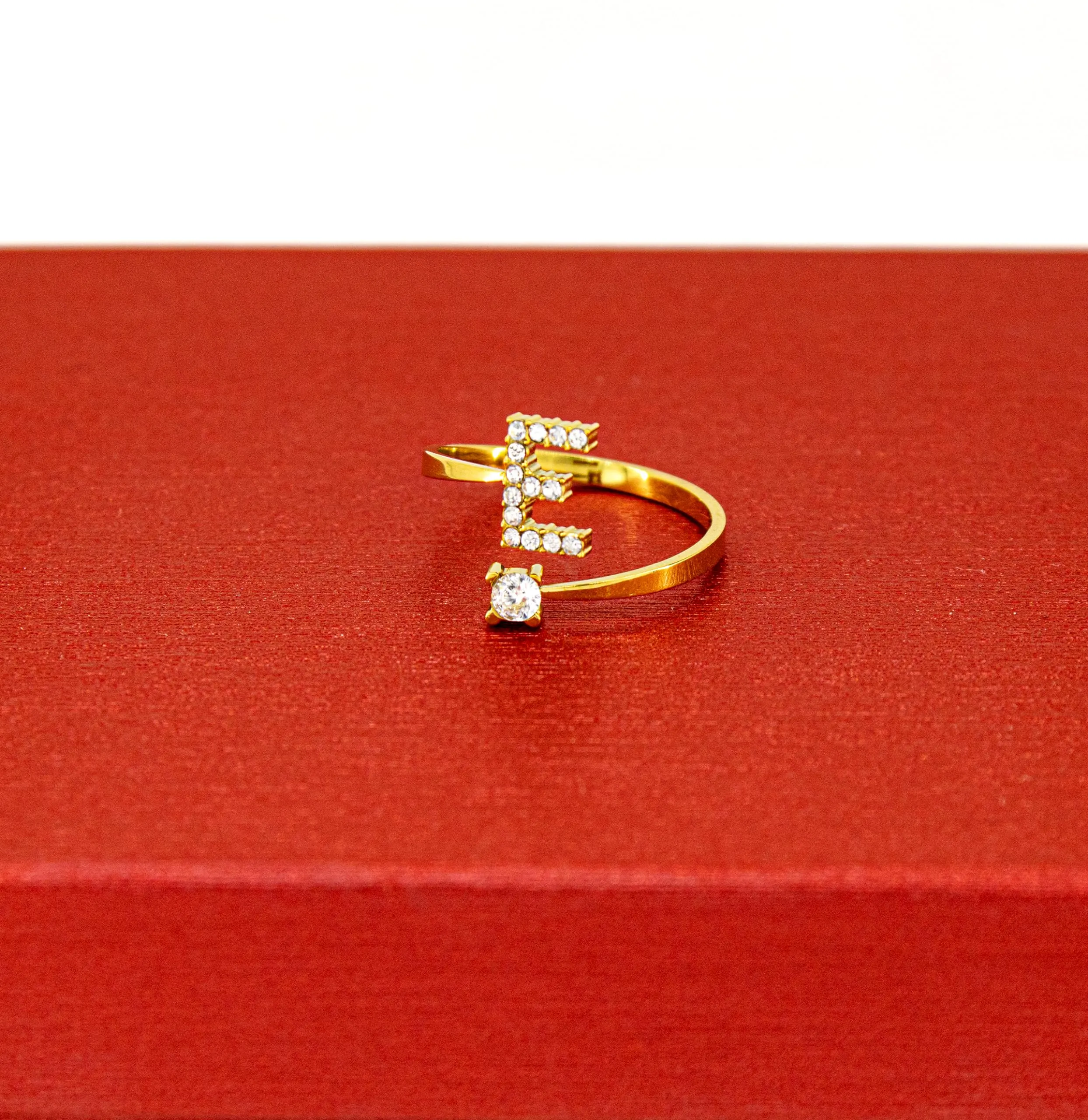 Only faith Anelli con lettera iniziale regolabile per le donne, con brillanti di zirconi, acciaio inossidabile, anelli con lettera aperta per gioielli di moda da donna - immagine 2