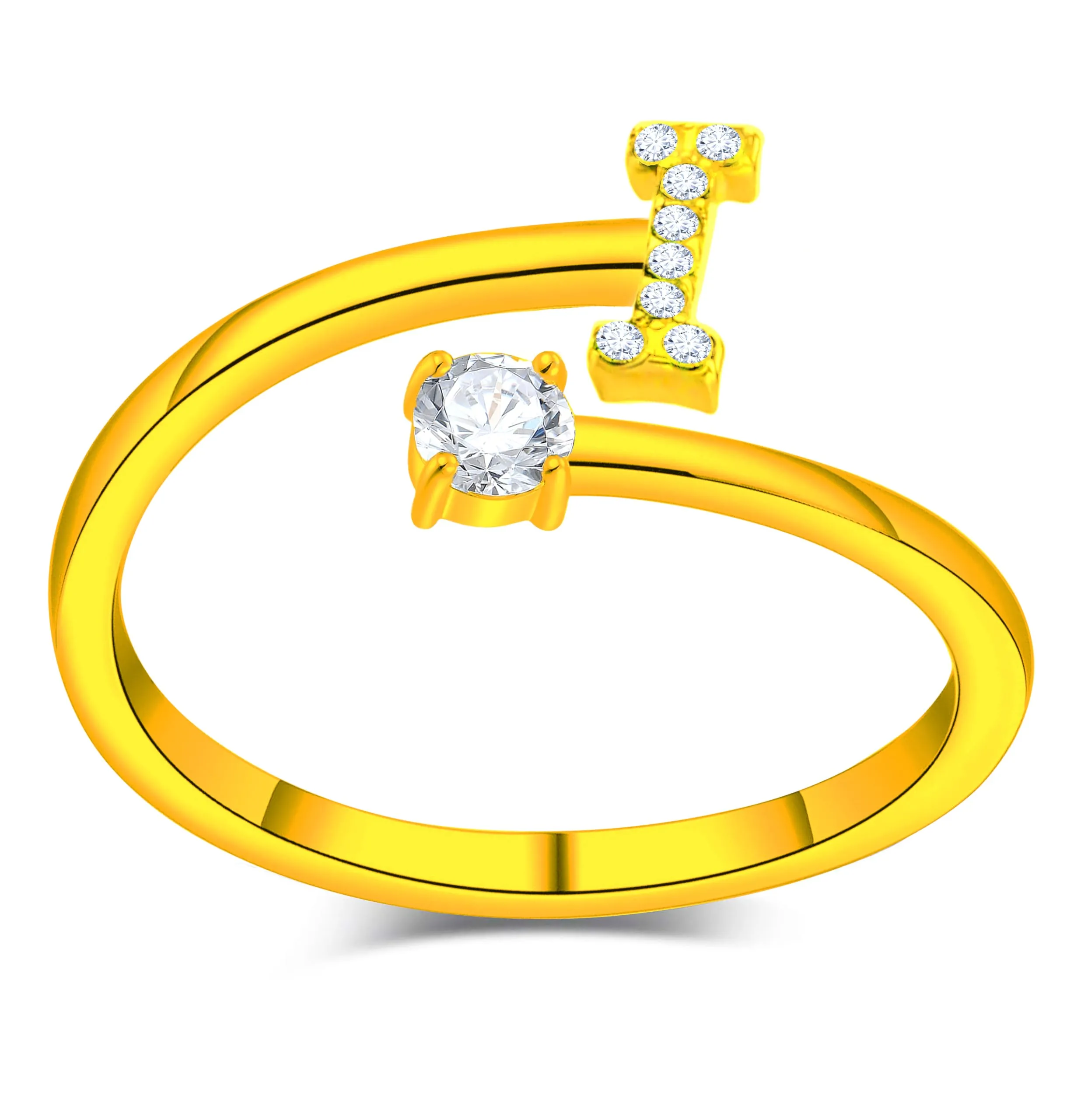 Only faith Anelli con lettera iniziale regolabile per le donne, con brillanti di zirconi, acciaio inossidabile, anelli con lettera aperta per gioielli di moda da donna - immagine 1