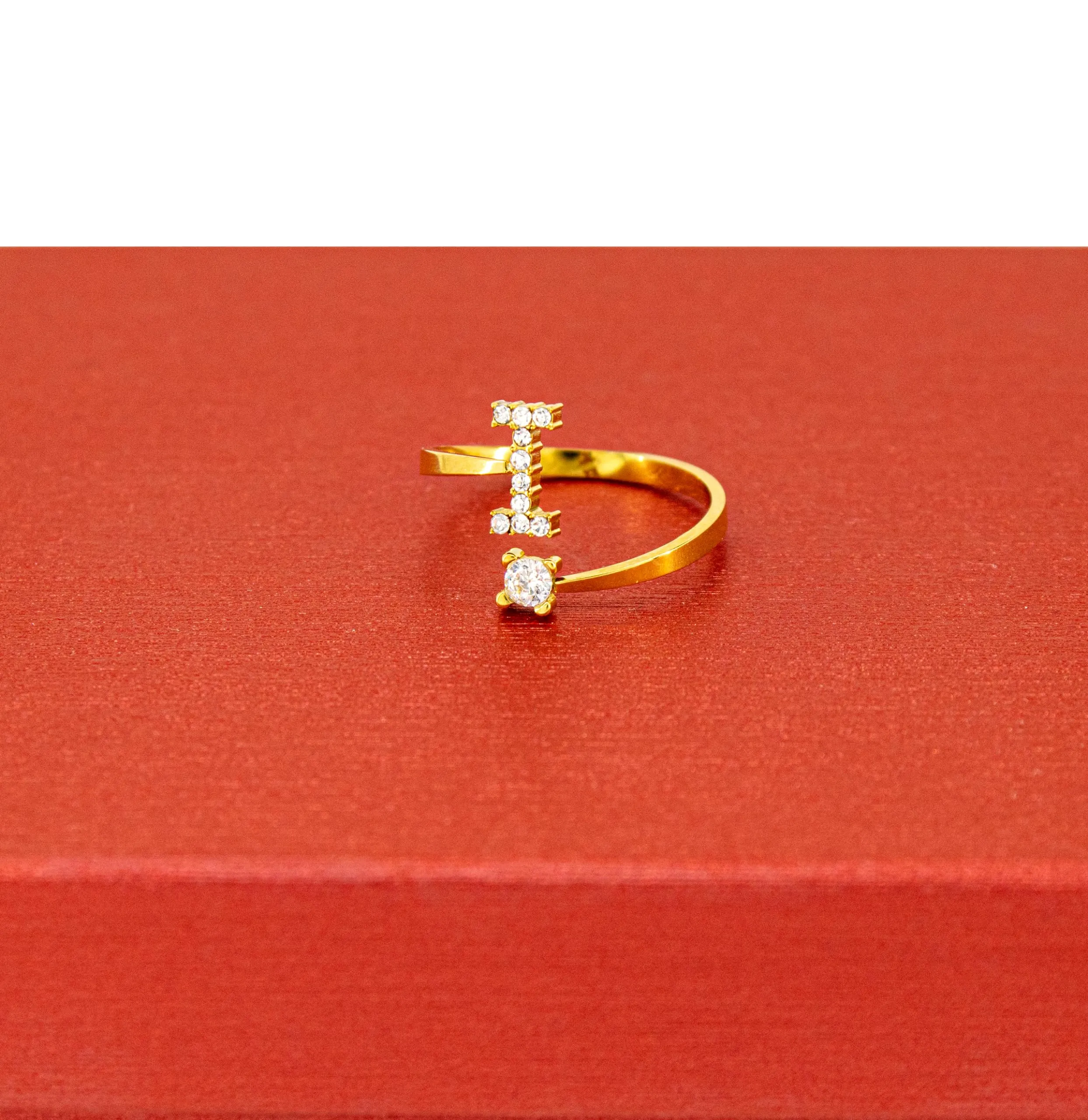 Only faith Anelli con lettera iniziale regolabile per le donne, con brillanti di zirconi, acciaio inossidabile, anelli con lettera aperta per gioielli di moda da donna - immagine 2