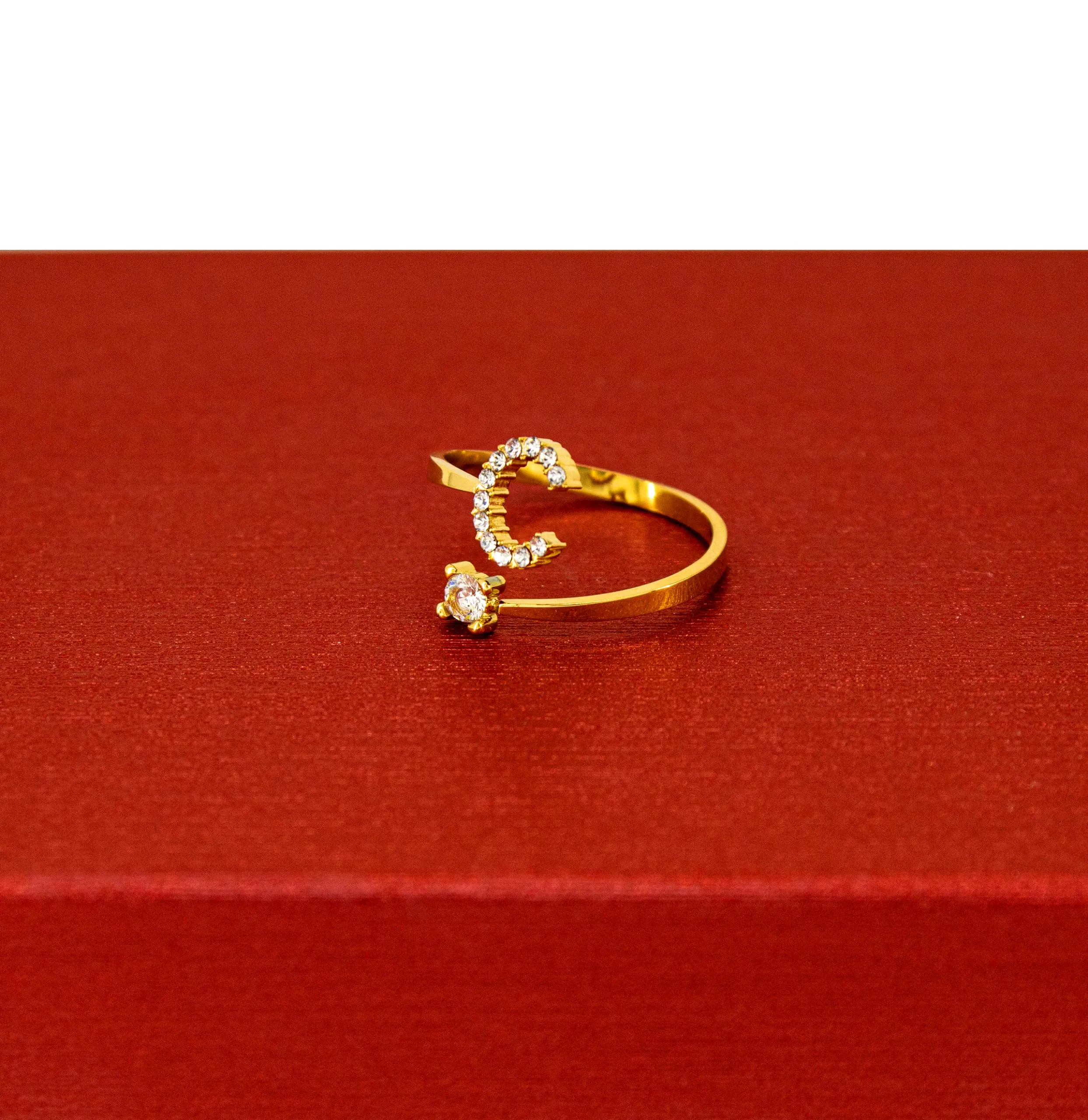 Only faith Anelli con lettera iniziale regolabile per le donne, con brillanti di zirconi, acciaio inossidabile, anelli con lettera aperta per gioielli di moda da donna - immagine 2