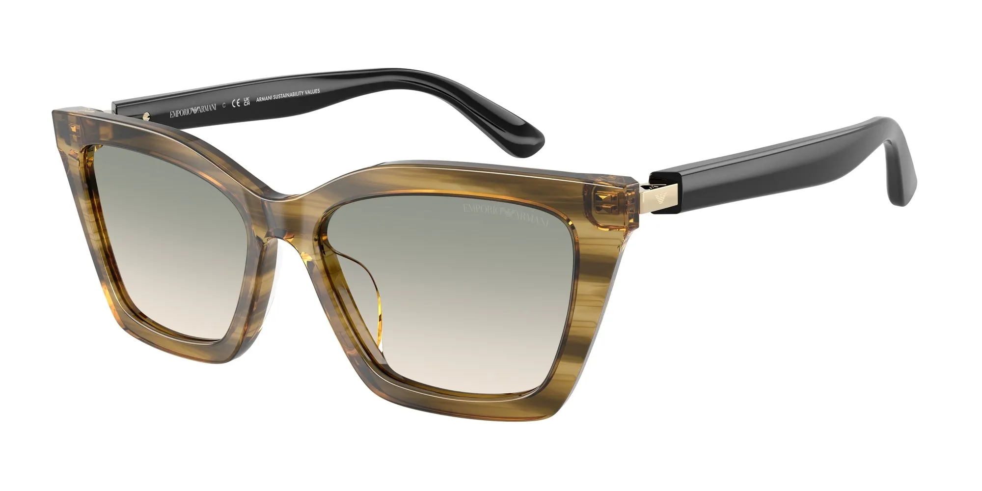 Emporio Armani EA4250U 62672C Occhiali da sole Acetato Verde Farfalla Normale Sfumato - immagine 1