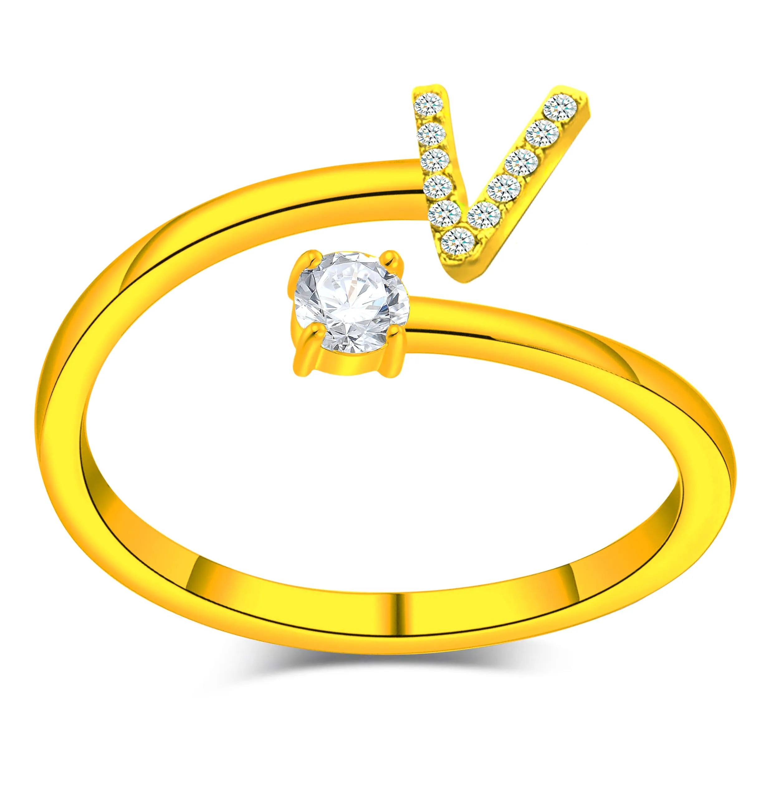 Only faith Anelli con lettera iniziale regolabile per le donne, con brillanti di zirconi, acciaio inossidabile, anelli con lettera aperta per gioielli di moda da donna - immagine 1