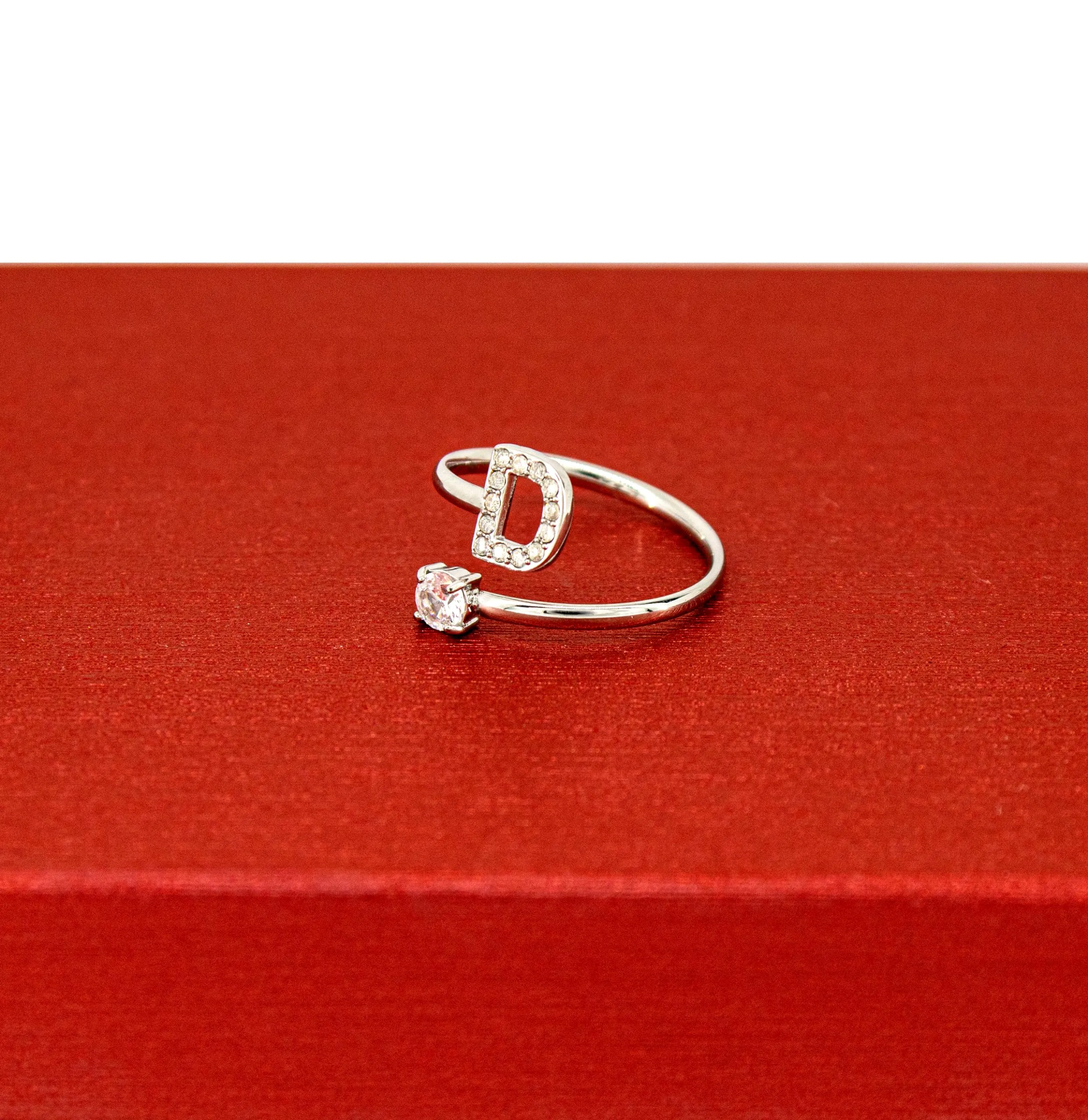 Only faith Anelli con lettera iniziale regolabile per le donne, con brillanti di zirconi, acciaio inossidabile, anelli con lettera aperta per gioielli di moda da donna - immagine 2