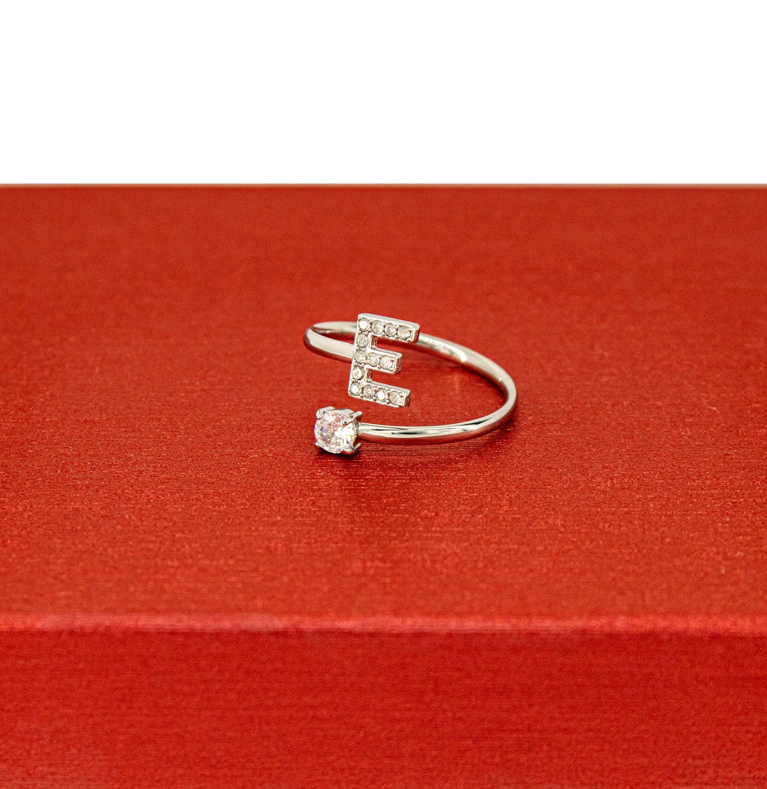 Only faith Anelli con lettera iniziale regolabile per le donne, con brillanti di zirconi, acciaio inossidabile, anelli con lettera aperta per gioielli di moda da donna - immagine 2