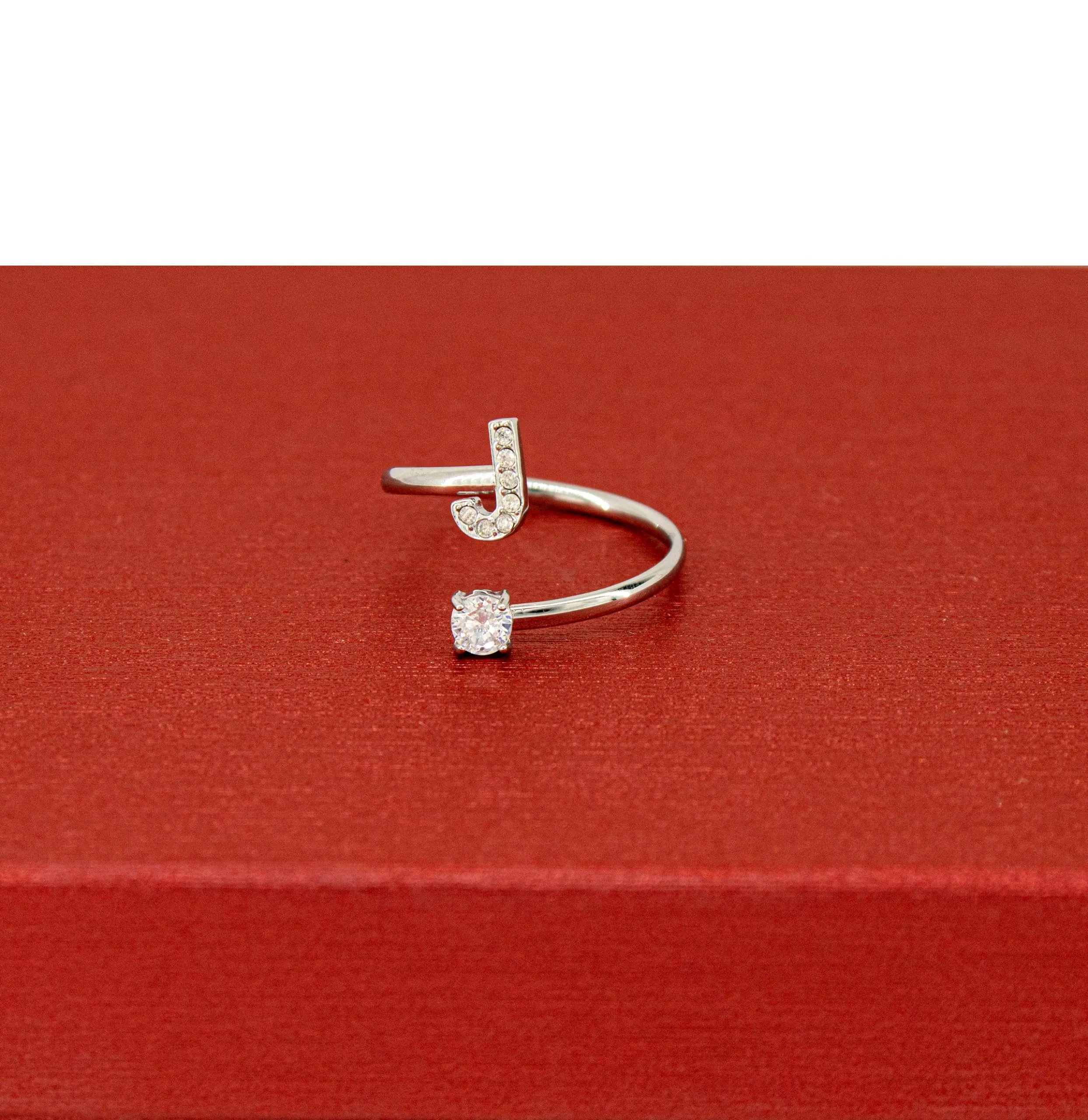 Only faith Anelli con lettera iniziale regolabile per le donne, con brillanti di zirconi, acciaio inossidabile, anelli con lettera aperta per gioielli di moda da donna - immagine 2