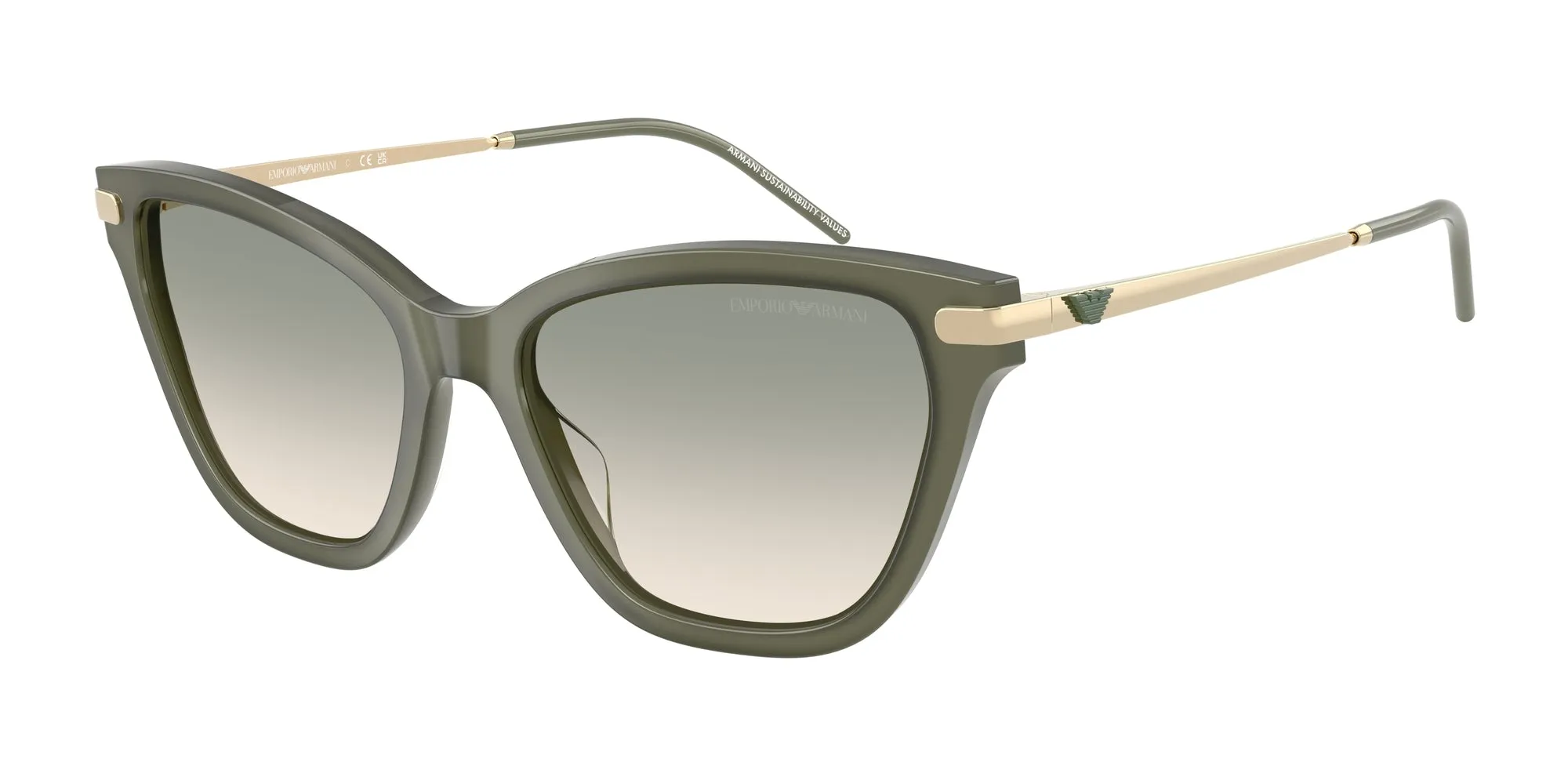 Emporio Armani EA4251 62642C Occhiali da sole Acetato Verde Marrone Cat Eye Normale Sfumato - immagine 1